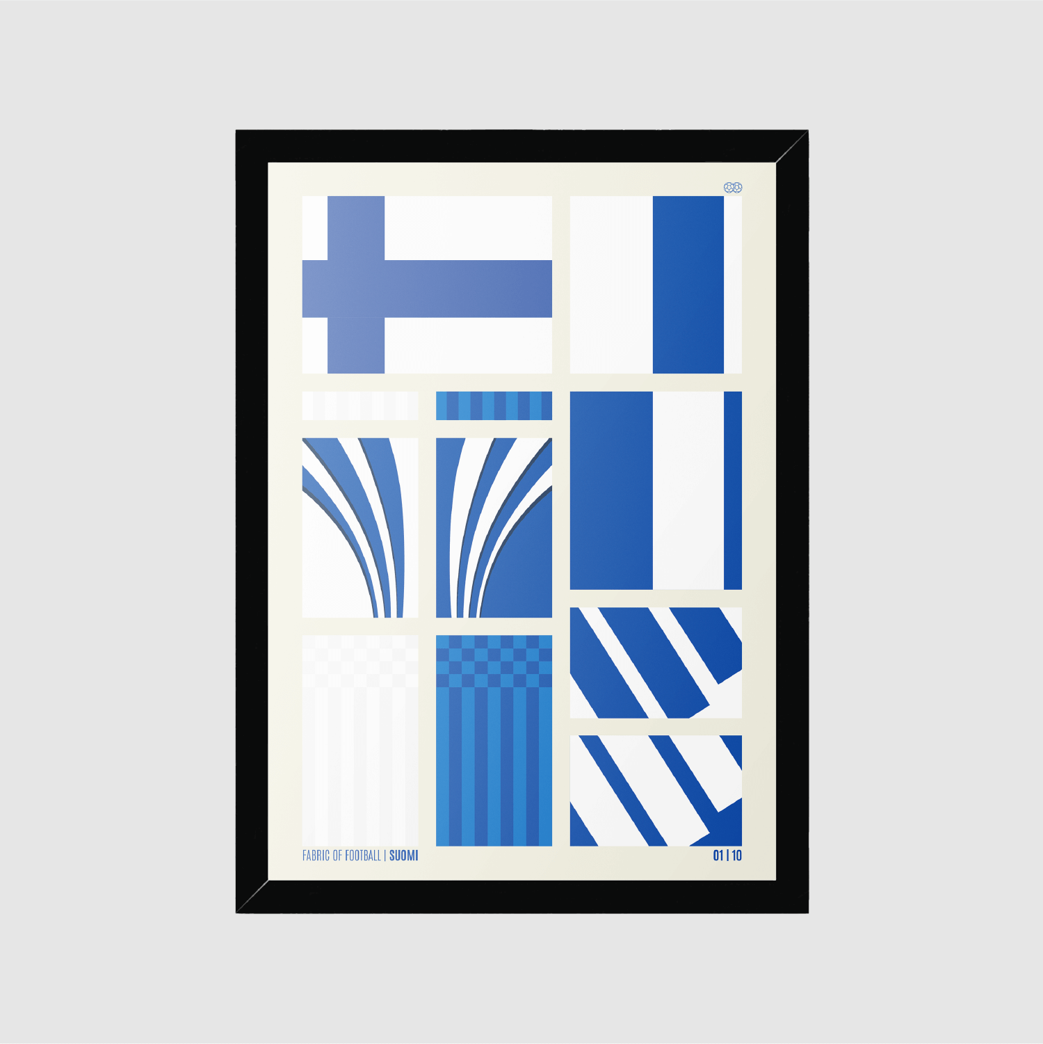 Finland Fabric of Football framed art print in black wood frame – limited edition football wall art