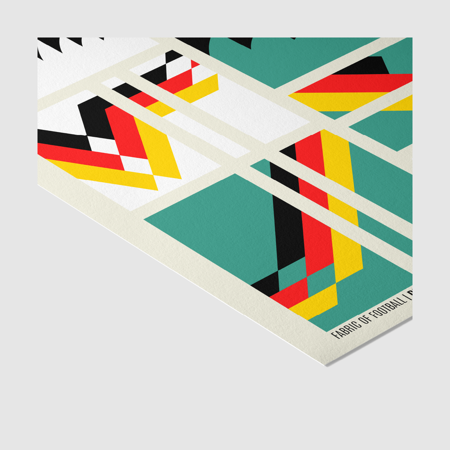 Bottom view of V-shaped chevrons and abstracted color blocks in German football colors – art by Mr. Nope