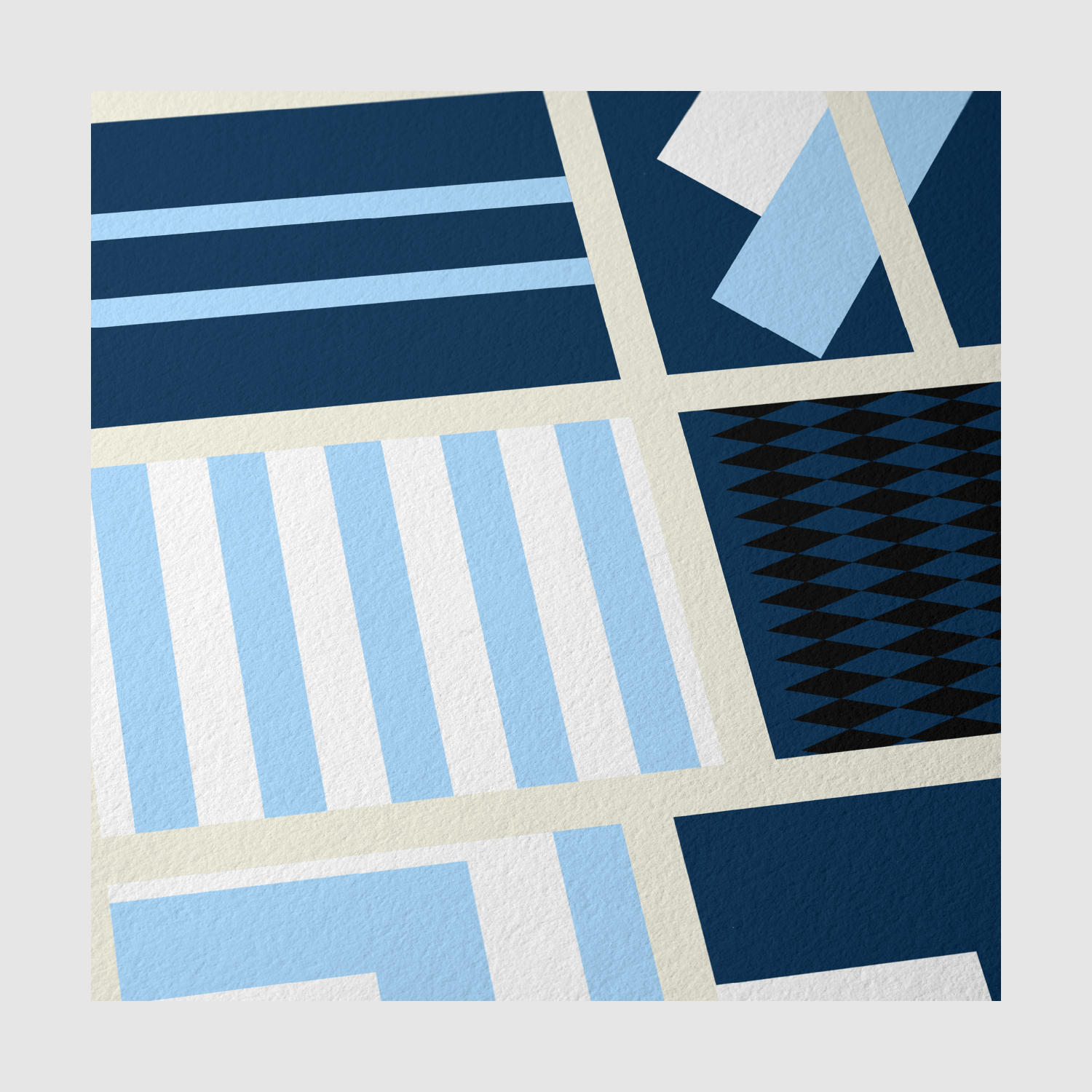 Close-up of light blue and navy jersey-inspired graphics – Argentina football wall art