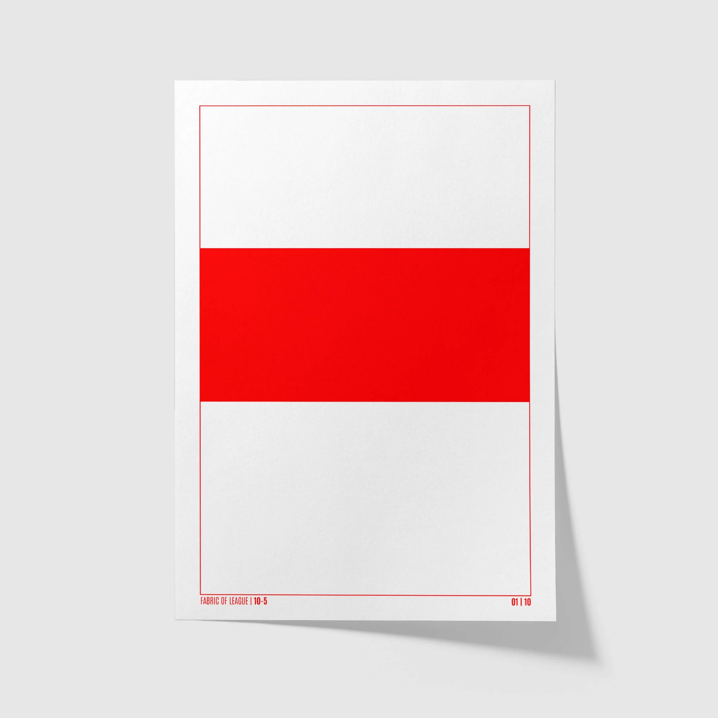Minimal Hull 1980 10–5 rugby league art print – unframed red hoop on white design.