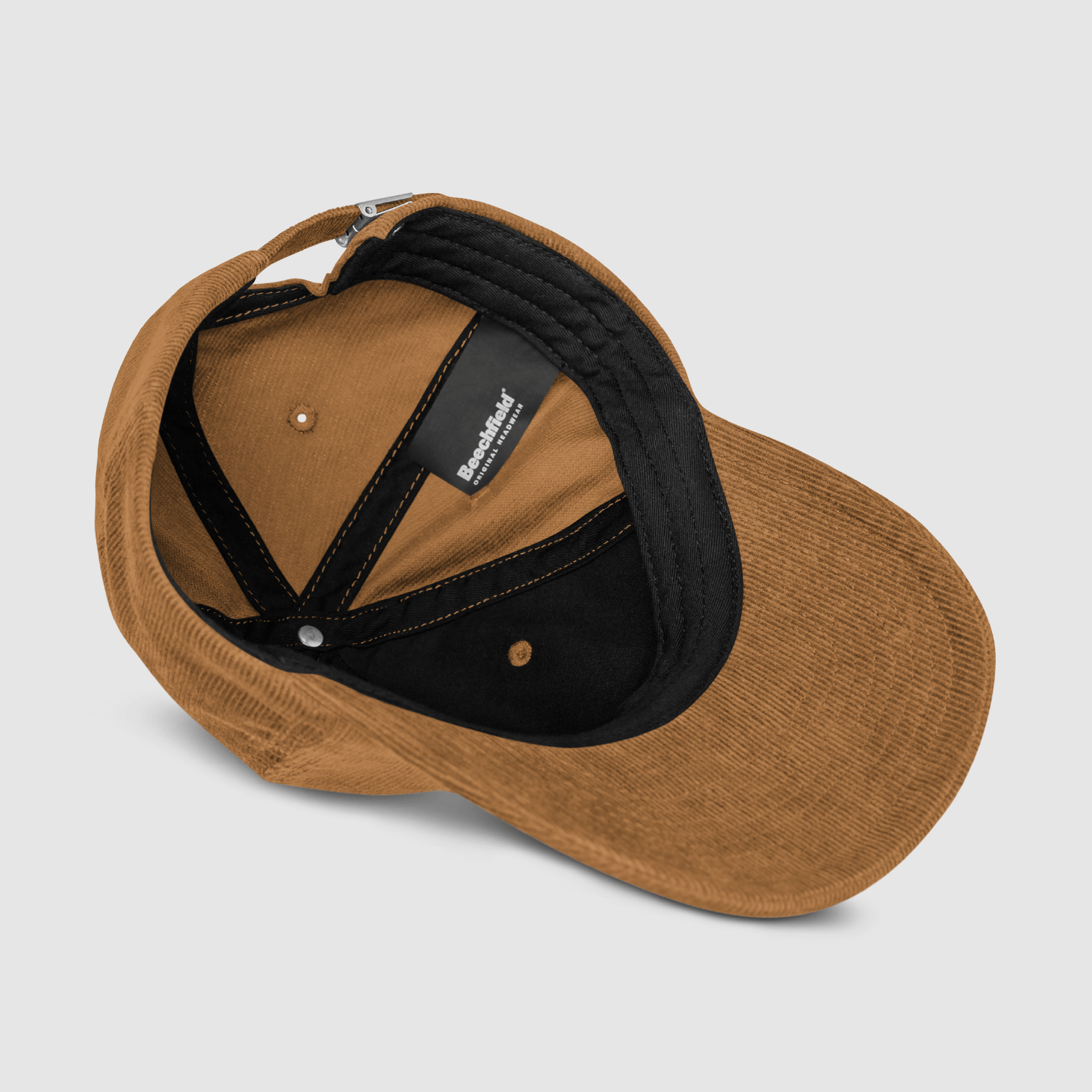 Inside view of the dad cap showing label, inner taping, and sweatband details
