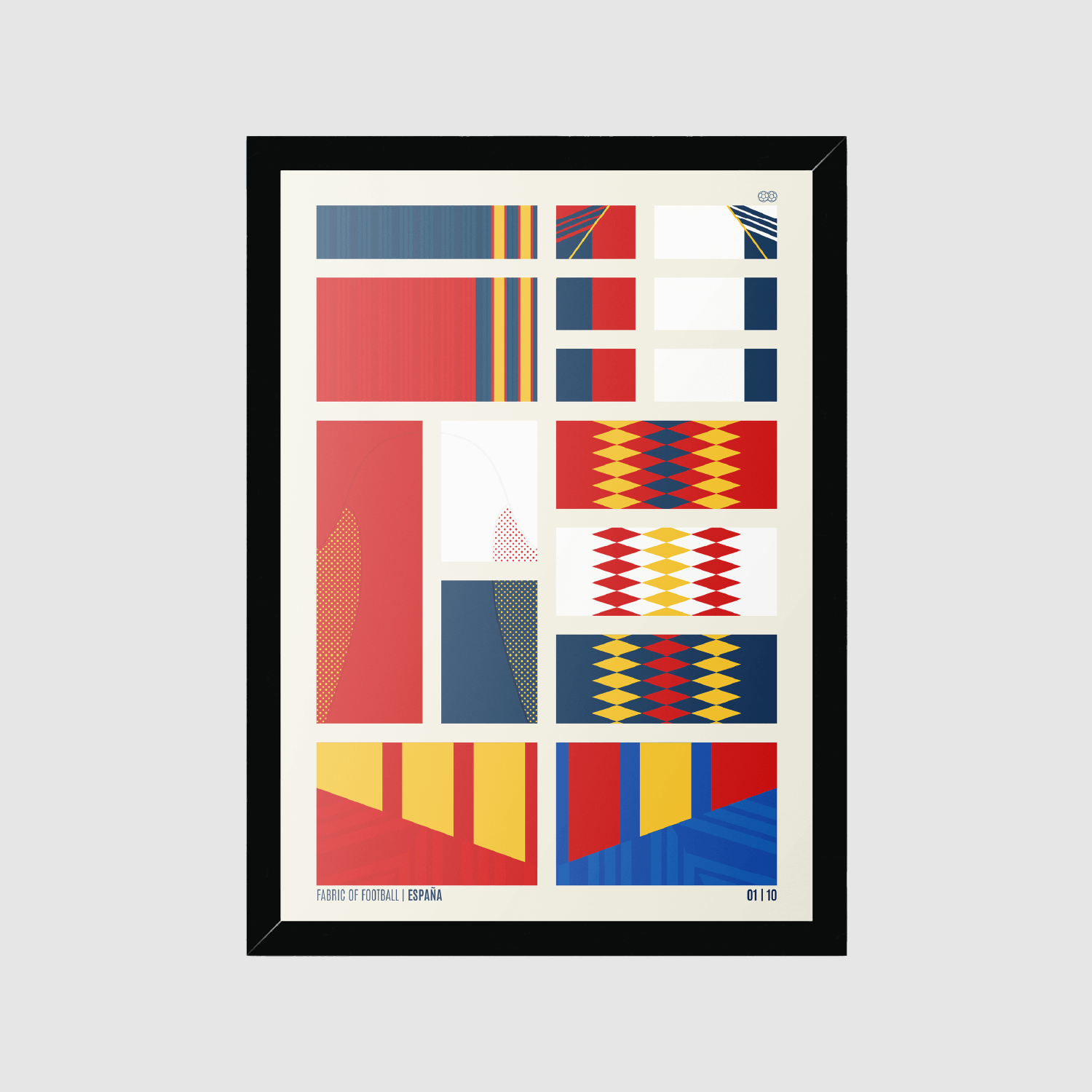 Spain Fabric of Football framed art print in black wood frame – limited edition football wall art