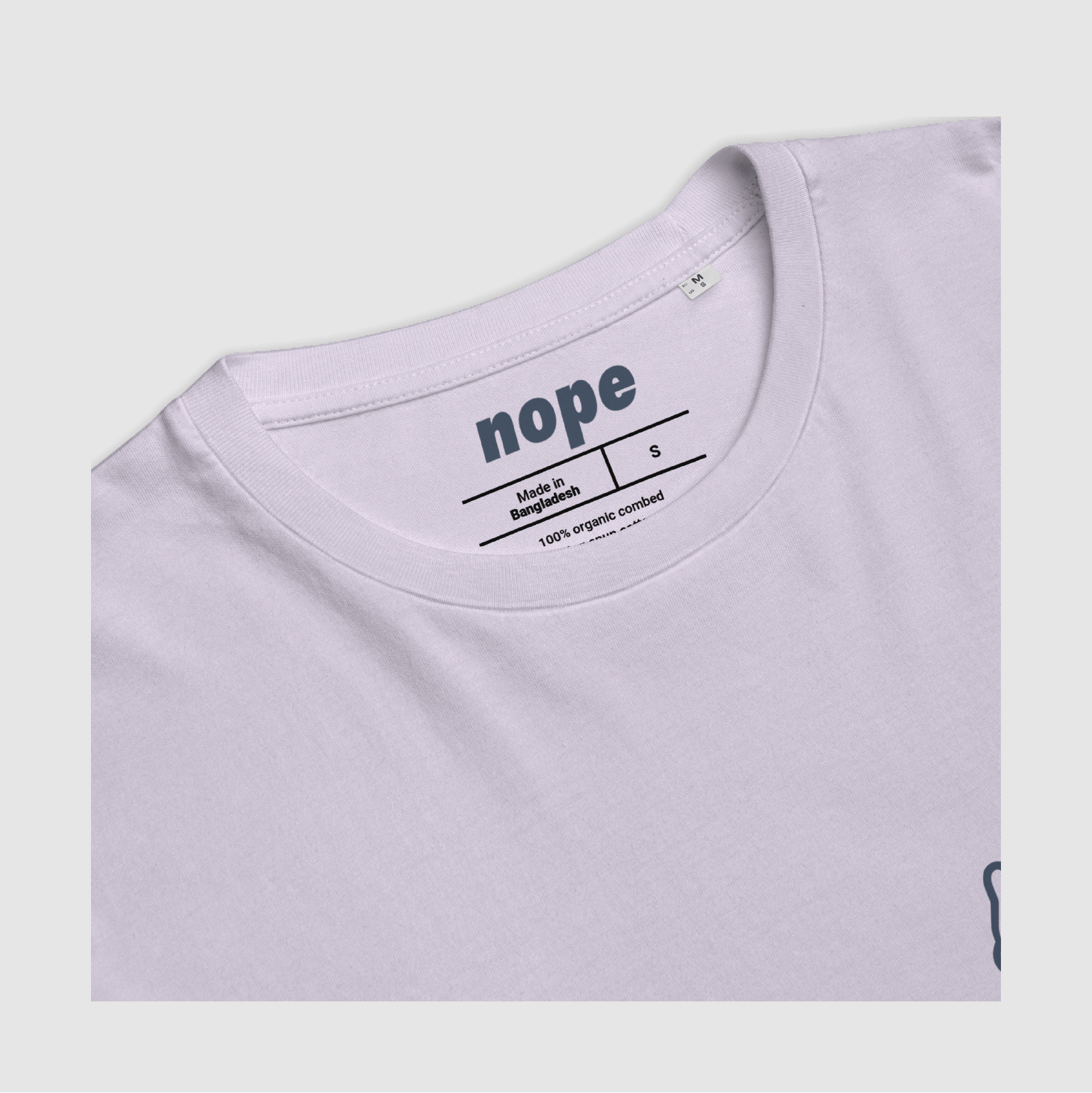 Back view of lavender Nope T-shirt – no graphic