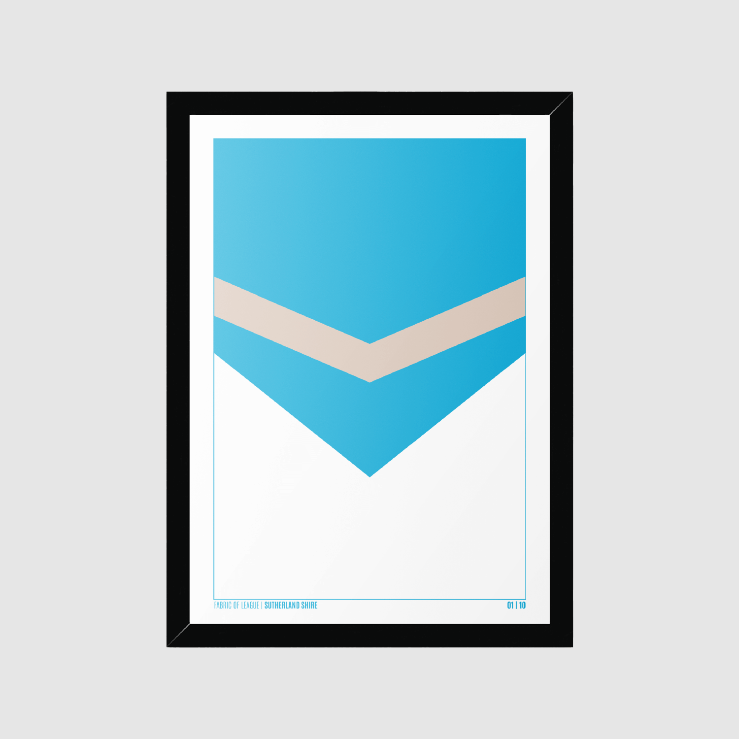 Sutherland Shire 1998 rugby league shirt-inspired print – framed black wood option.