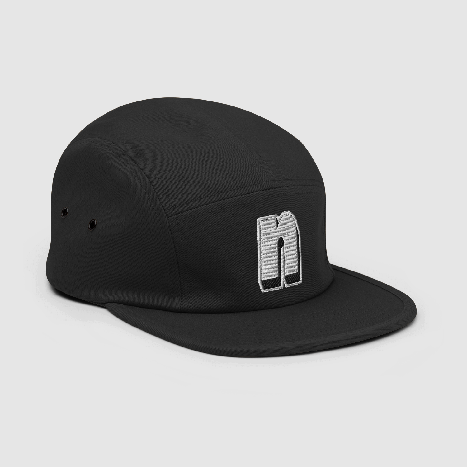 'N' Black 5 Panel Cap Image_Five Panel Cap 6.png