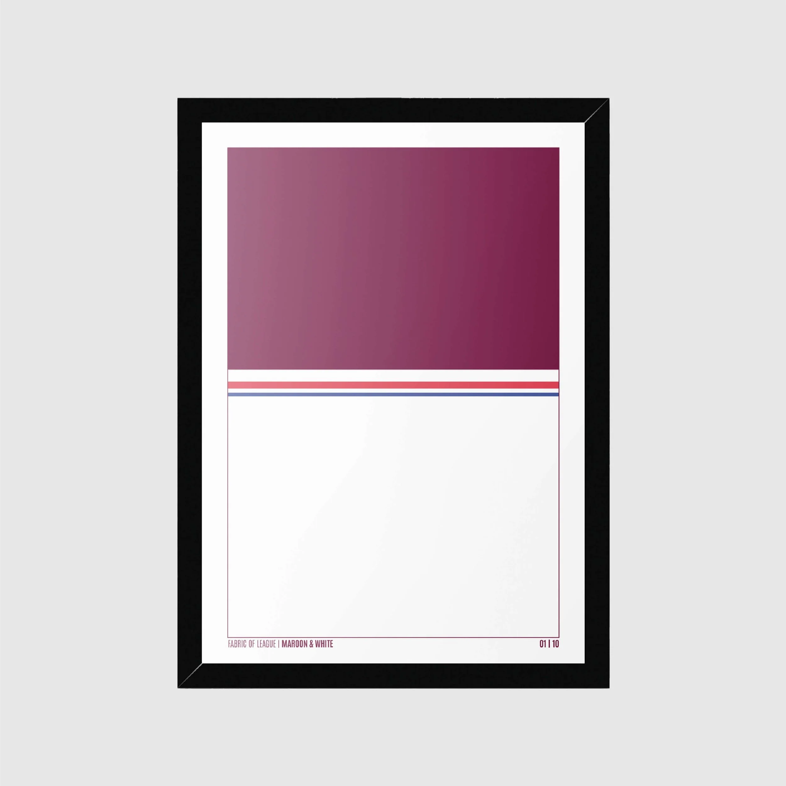 Framed Maroon & White rugby league art print – limited edition wall art by Mr. Nope