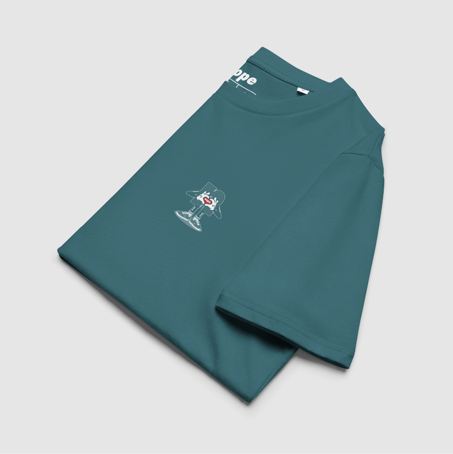 Nope MLLW Tee Folded Stargazer Blue: Folded tee with visible mini mascot chest graphic and internal neckline print