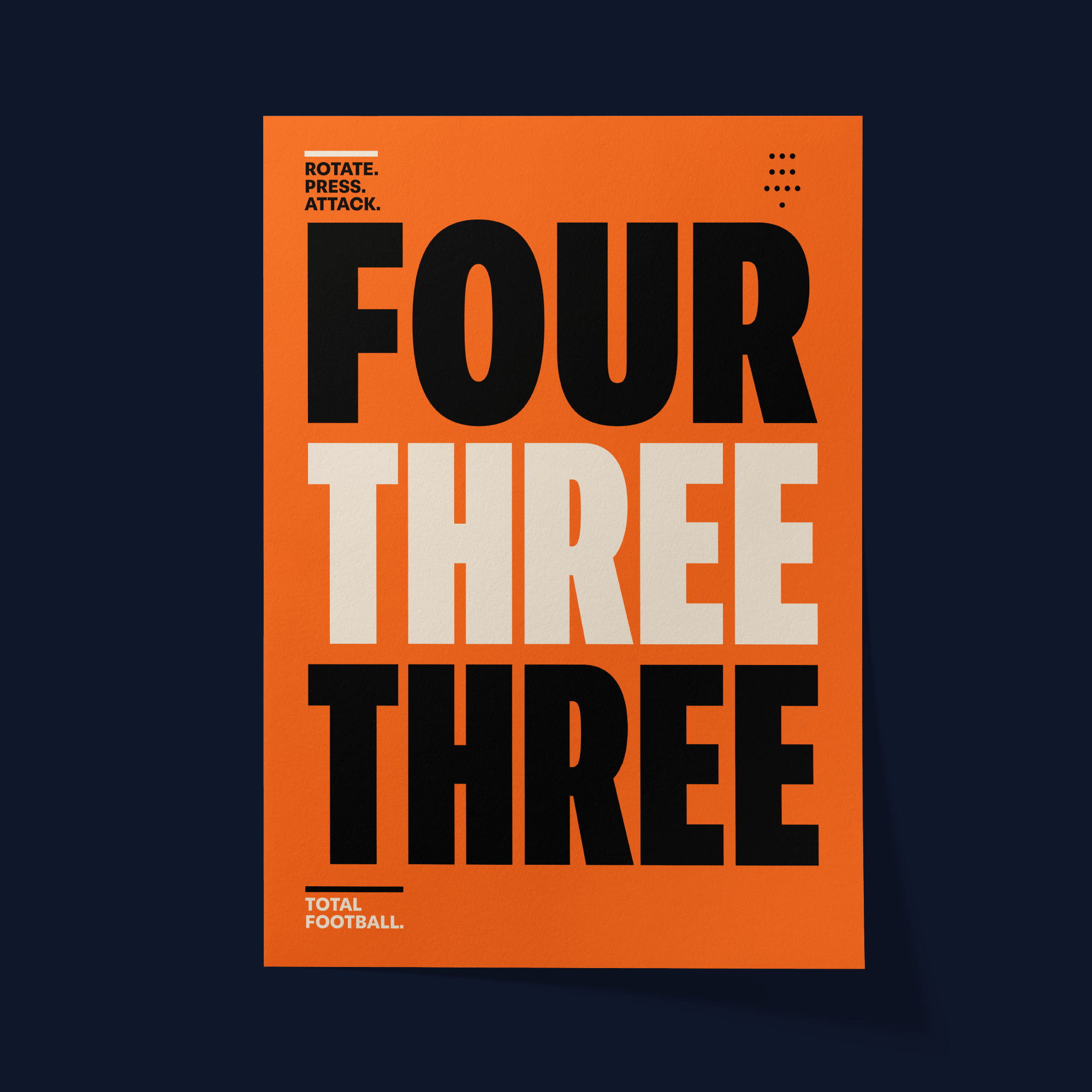 Close-up paper mockup of the 4-3-3 Football Formation Poster by Mr. Nope featuring bold football typography artwork