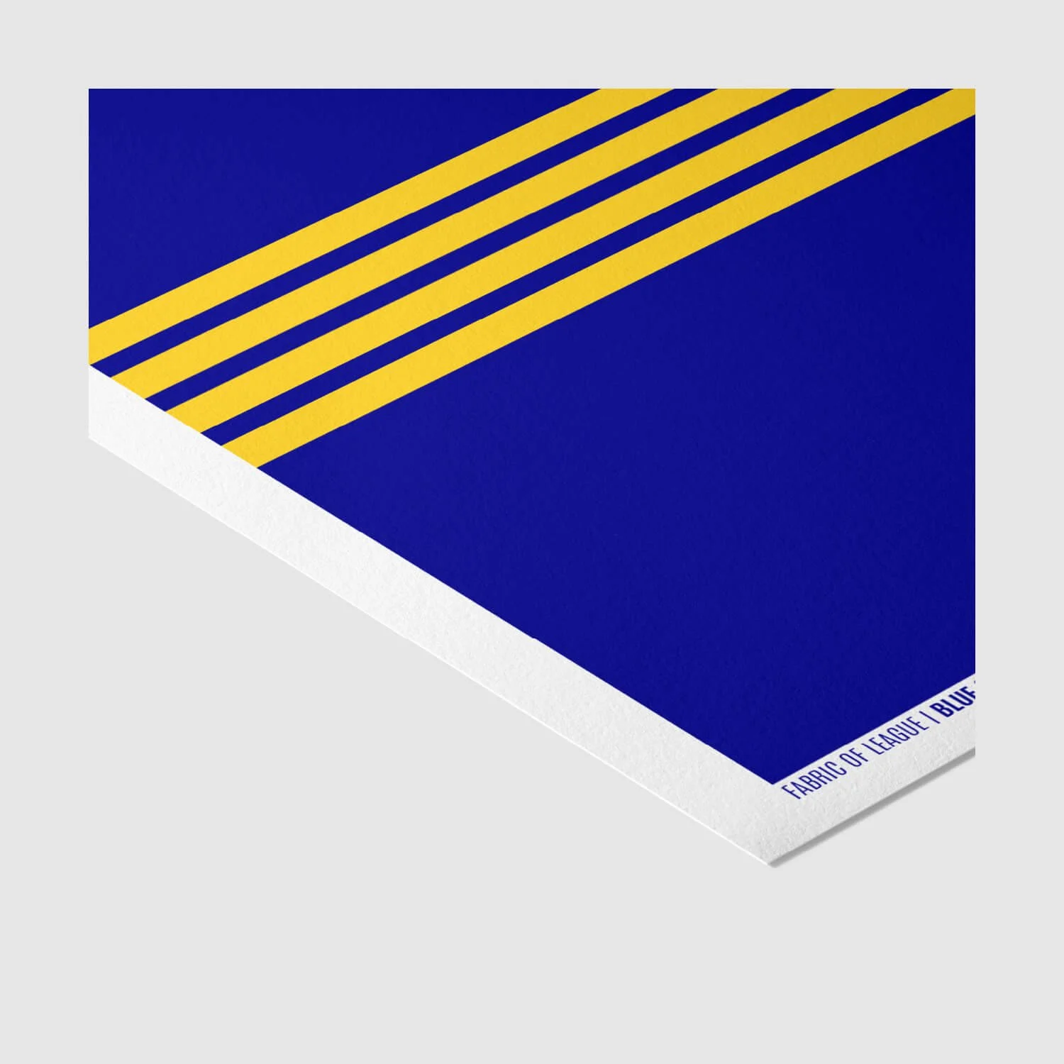 Edge detail showing “Fabric of League – Blue & Gold ’82” text on limited-edition art print