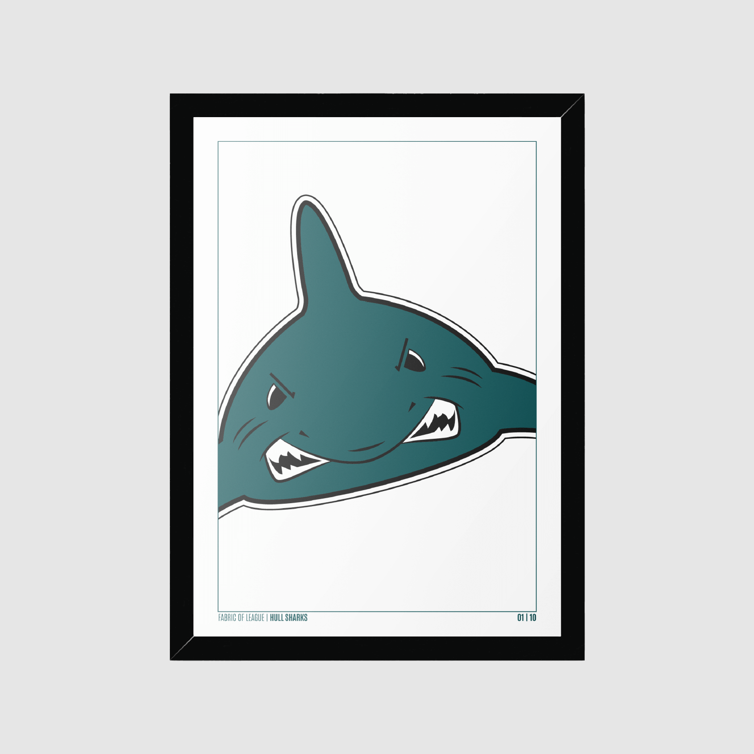 Fabric of League – Hull Sharks framed wall art print inspired by 1997 rugby league away shirt