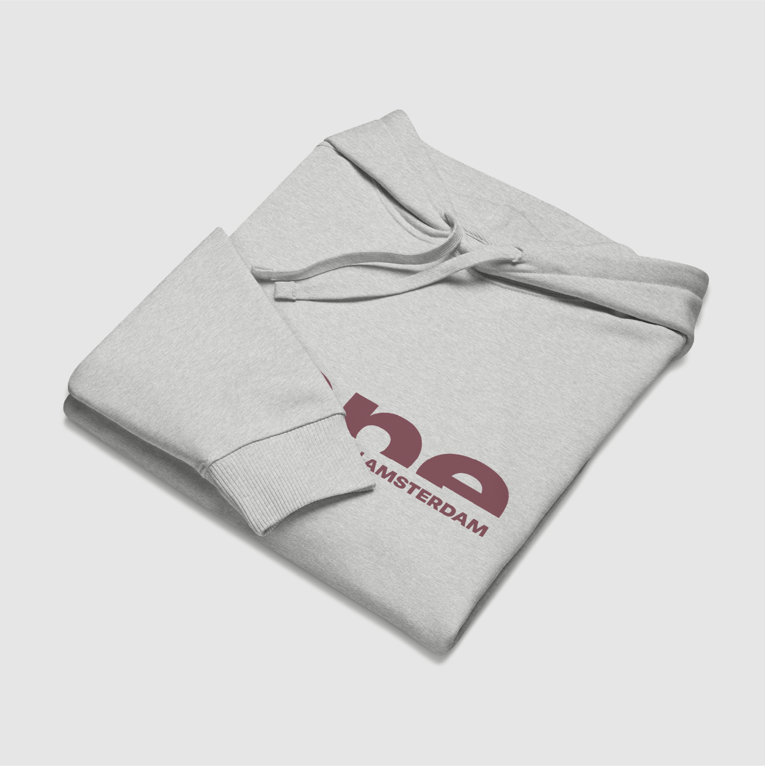Folded grey hoodie showing nope text logo design across chest – NOPE apparel by Mr. Nope