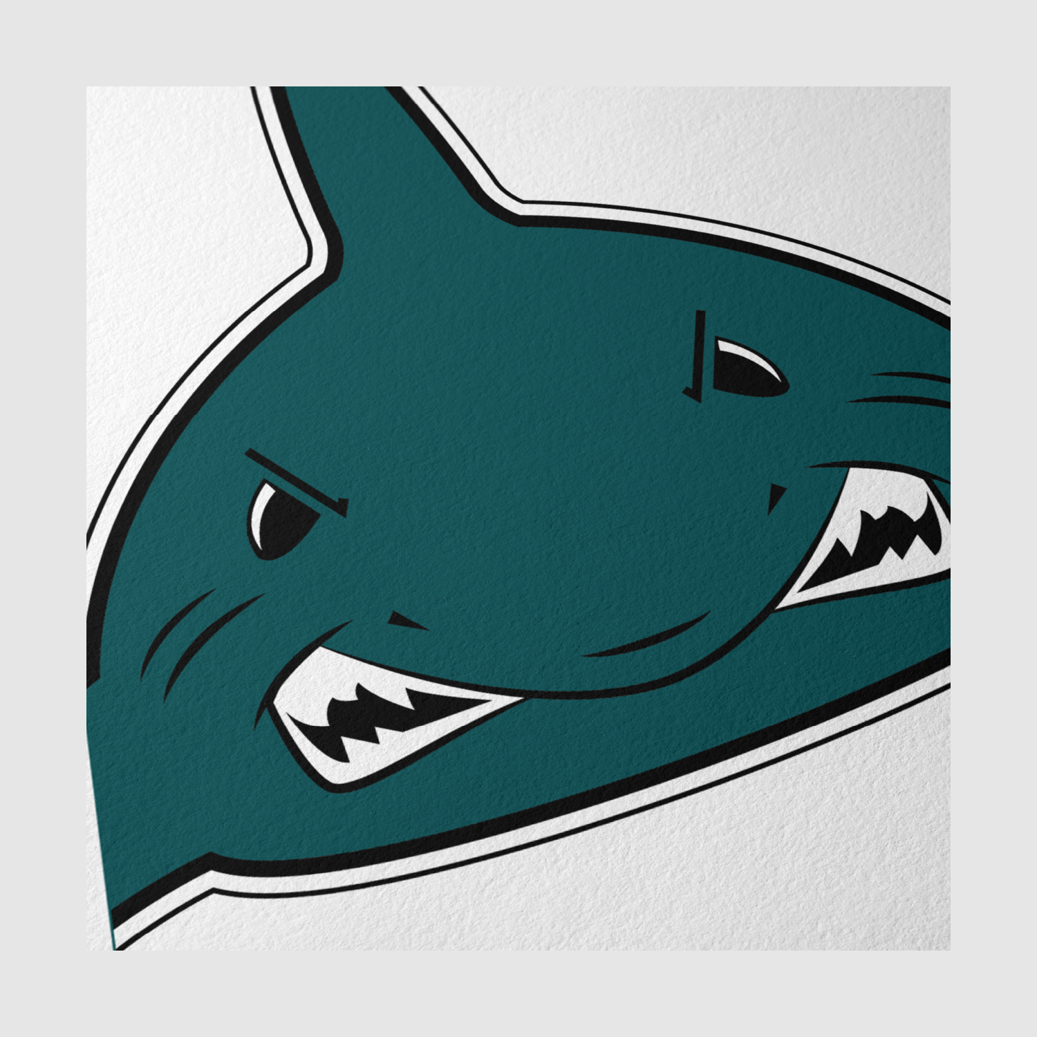 Close-up detail of Hull Sharks rugby league art print showing shark graphic texture