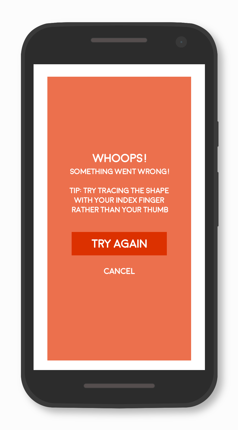 3. Error screen for inaccurate rendering