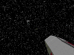 View of space with numerous stars and a spacecraft or satellite in the foreground.