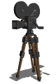 Vintage film camera on tripod