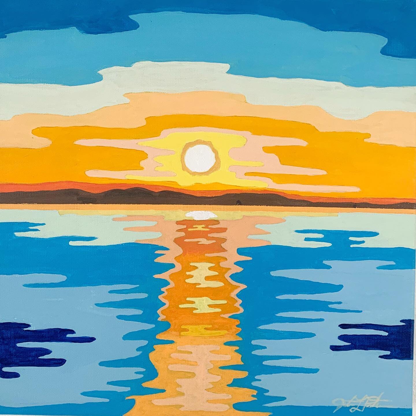 Hot off the press and now available at www.justinpetersenartwork.com. Head there to see pricing and read a description of this piece. Hint: It&rsquo;s one of my favorite views. 14x14. Enjoy!

#abstractlandscape #seattleartist #pnwsunset #acrylicpaint