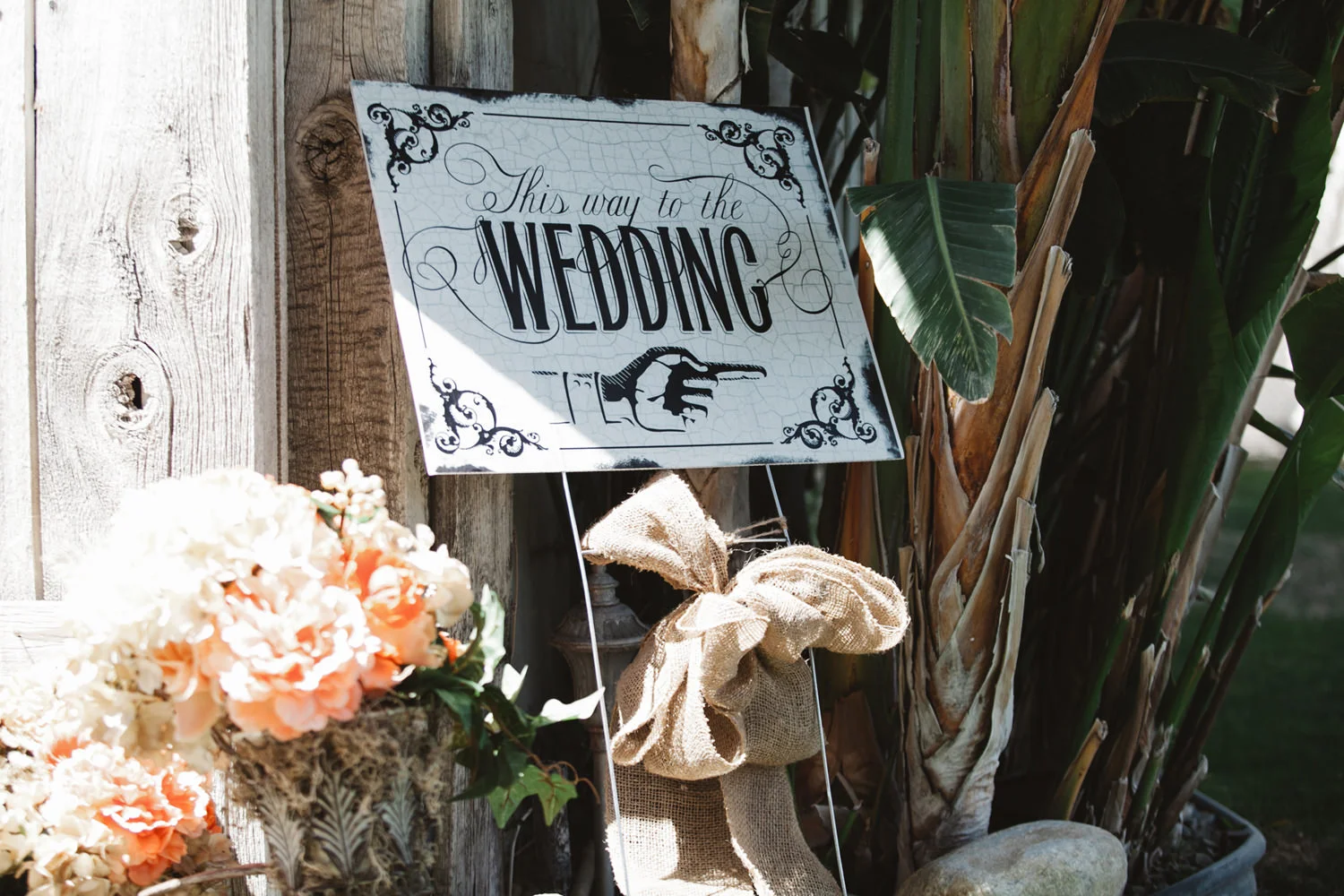 "This Way to the Wedding" Sign on Display