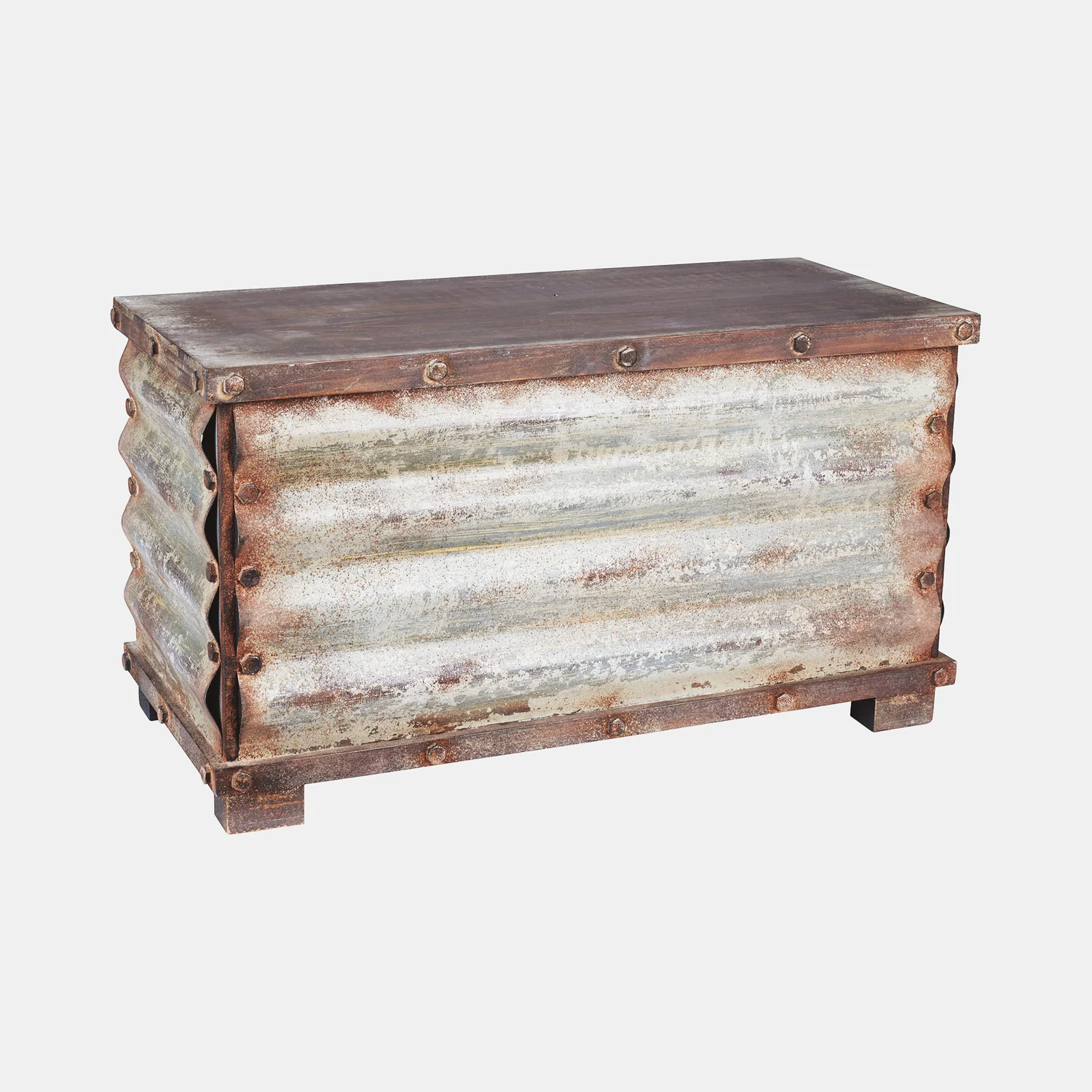 Distressed Wood and Metal Coffee Table Rental