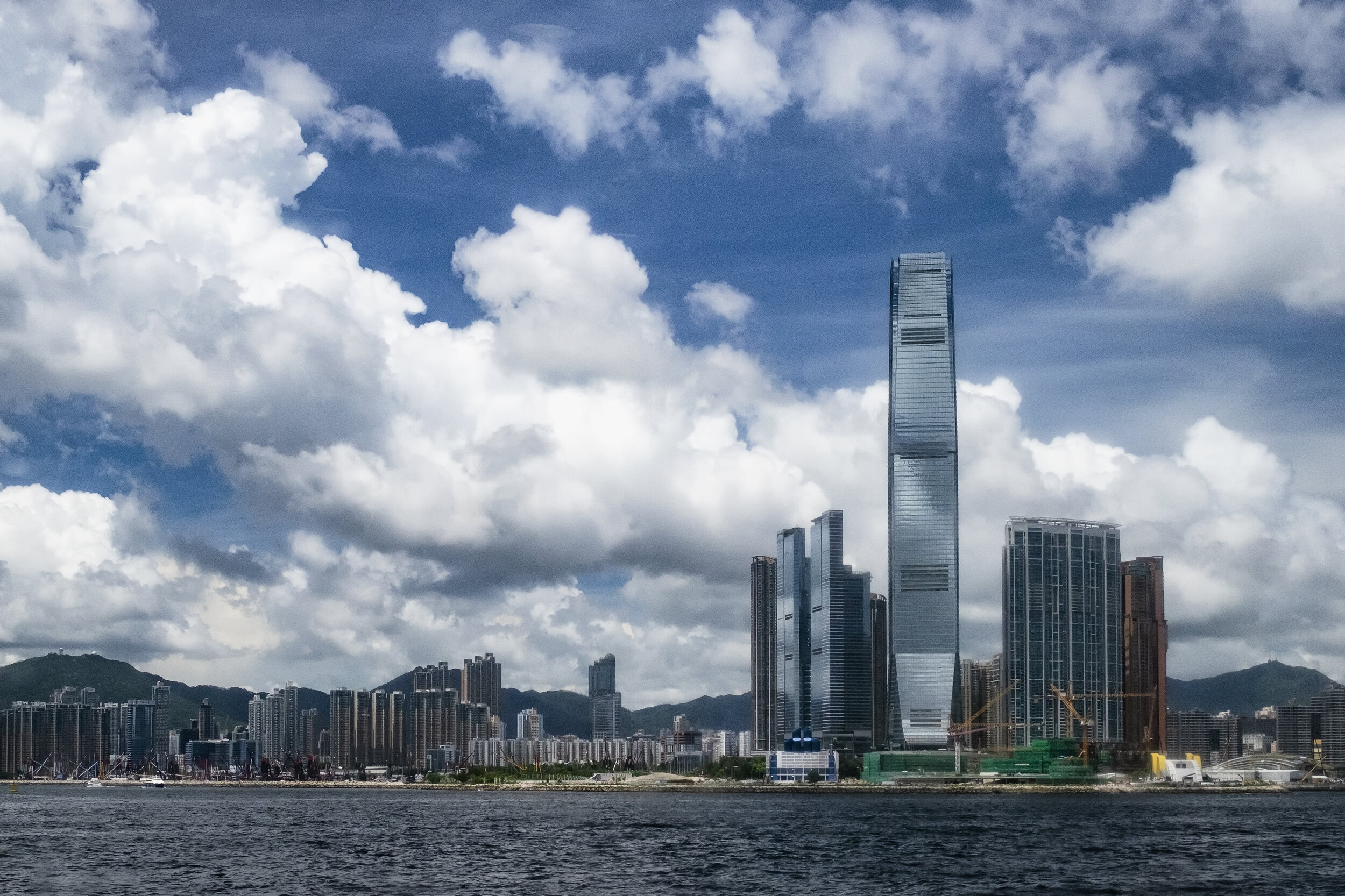  A view of skyscrapers and on-going construction at West Kowloon, Hong Kong (Picture was taken off the window on a hydrofoil)  