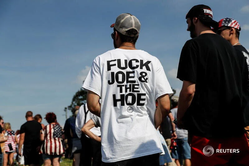  SENSITIVE MATERIAL. THIS IMAGE MAY OFFEND OR DISTURB        Supporters of former U.S. President Donald Trump gather for his first post-presidency campaign rally at the Lorain County Fairgrounds in Wellington, Ohio, U.S., June 26, 2021. REUTERS/Shann
