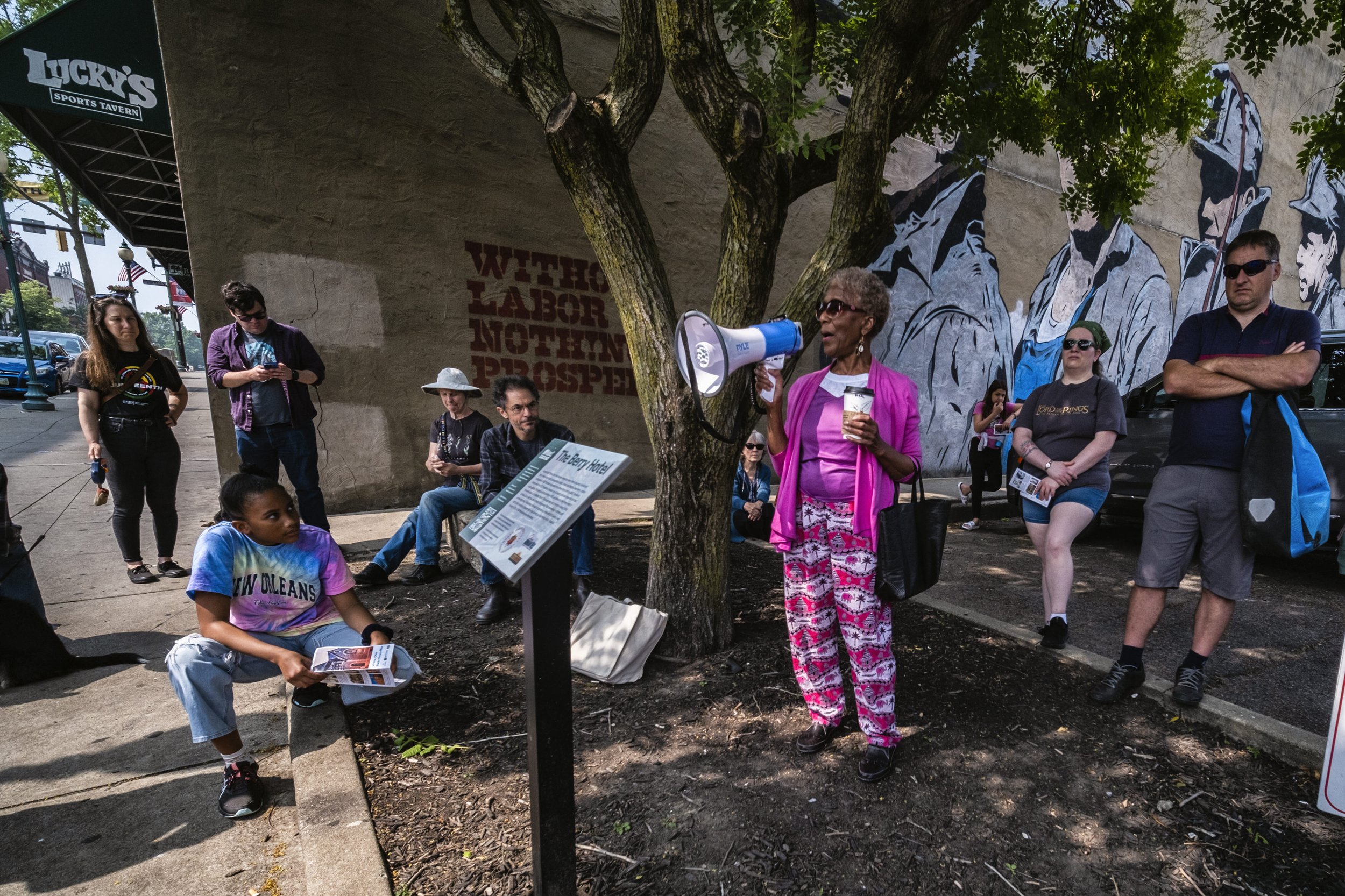  Moments captured during a Black history of Athens tour led by Dr. Trevellya "Tee" Ford-Ahmed as part of Ohio University's Juneteenth celebrations in Athens, Ohio, Saturday, June 17, 2023. Mount Zion Black Cultural Center/Loriene Perera 