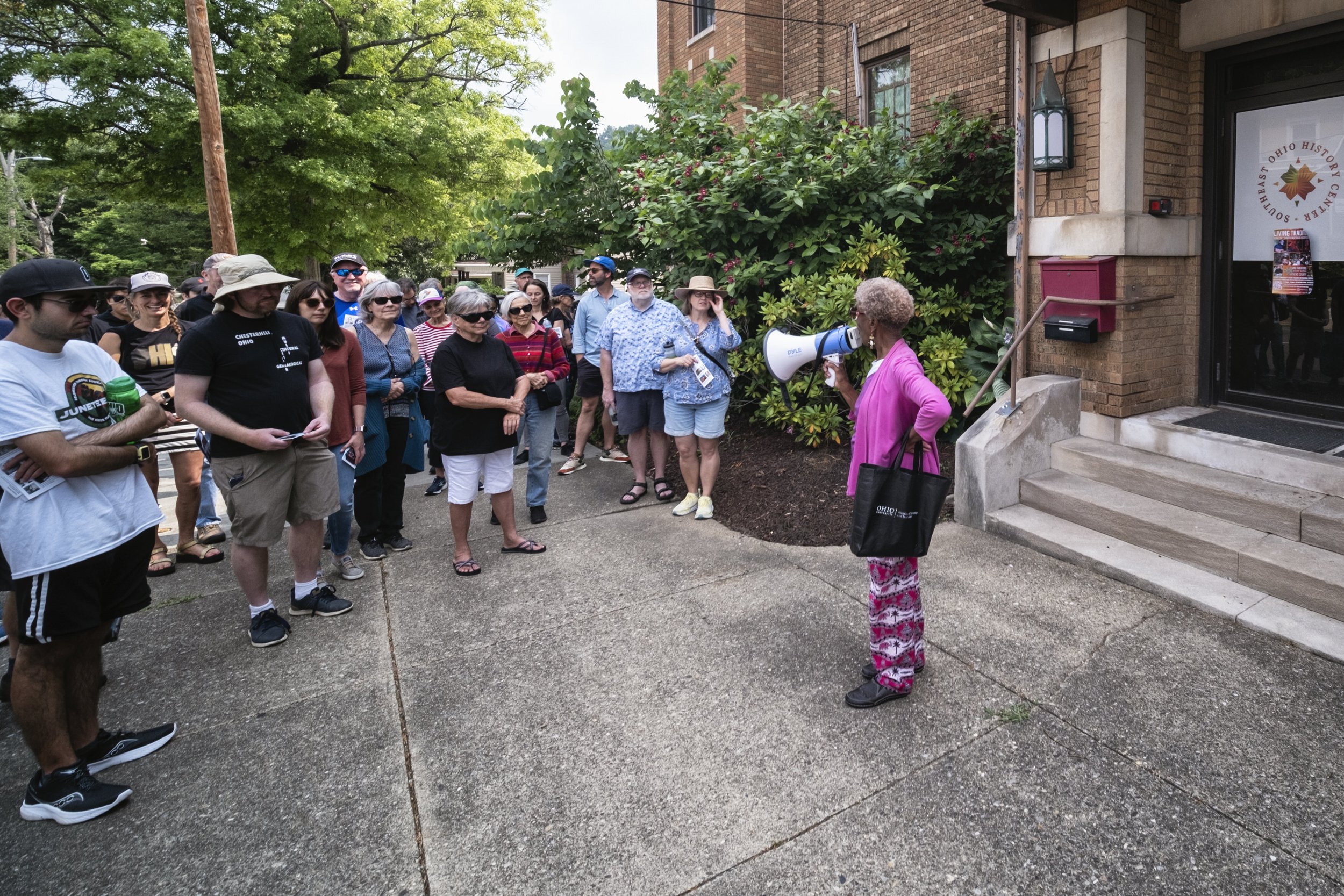  Moments captured during a Black history of Athens tour led by Dr. Trevellya "Tee" Ford-Ahmed as part of Ohio University's Juneteenth celebrations in Athens, Ohio, Saturday, June 17, 2023. Mount Zion Black Cultural Center/Loriene Perera 