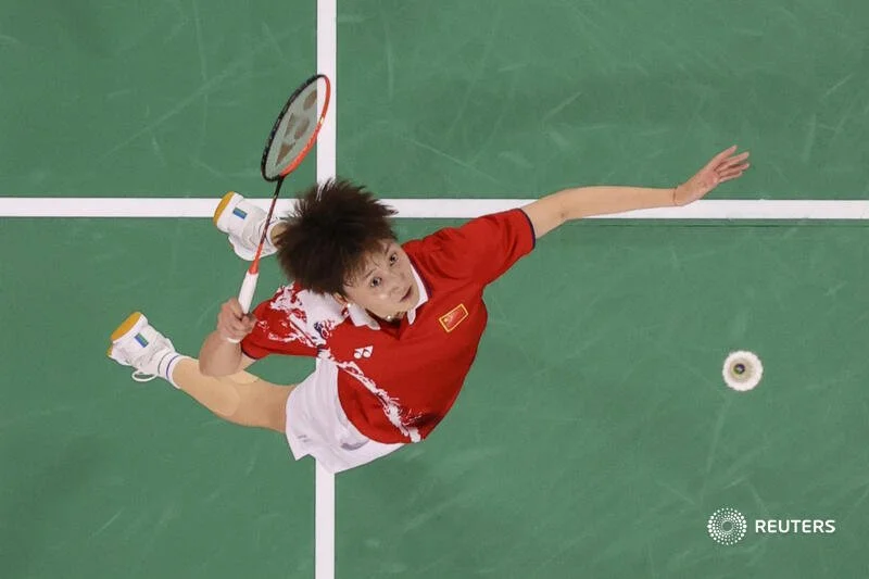  Tokyo 2020 Olympics - Badminton - Women's Singles - Gold medal match - MFS - Musashino Forest Sport Plaza, Tokyo, Japan – August 1, 2021.  Chen Yufei of China in action during the match against Tai Tzu-Ying of Taiwan. Pool via REUTERS/Lintao Zhang  
