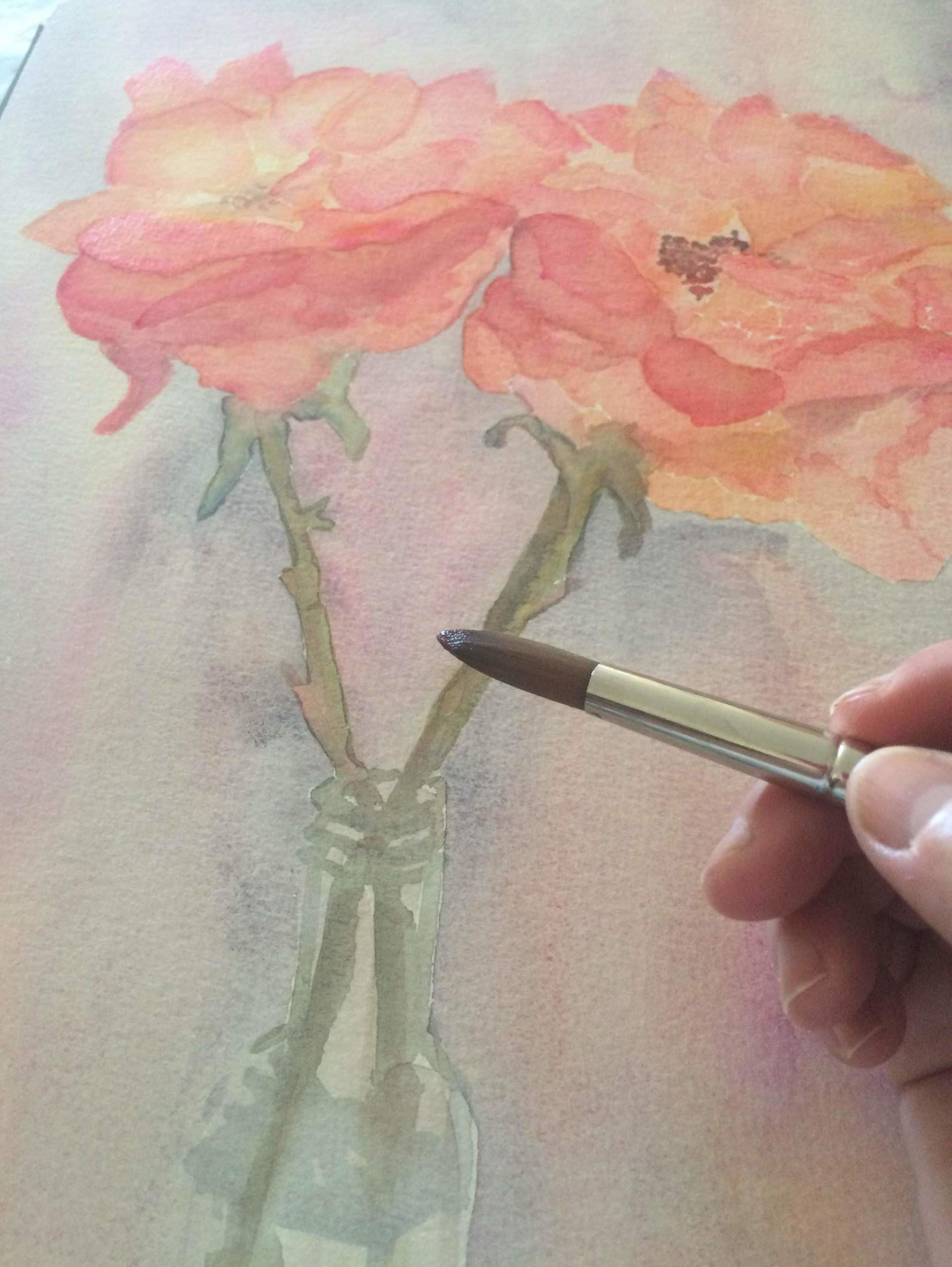 Carol Painting Roses from her California Garden 08-10-2016 (Selfie Photo)