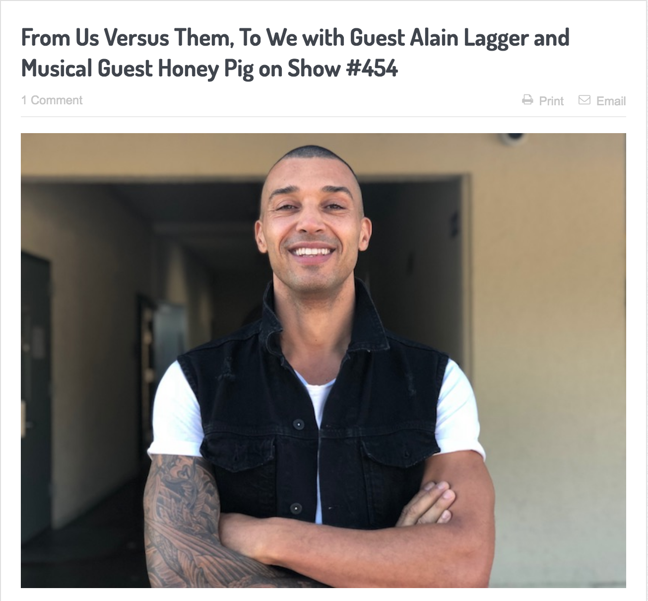 “From ‘Us Versus Them,’ To We,” with Guest Alain Lagger, Former Police Officer turned “Director of Happiness,” Speaker and Guide (interview starts at 6:30min)