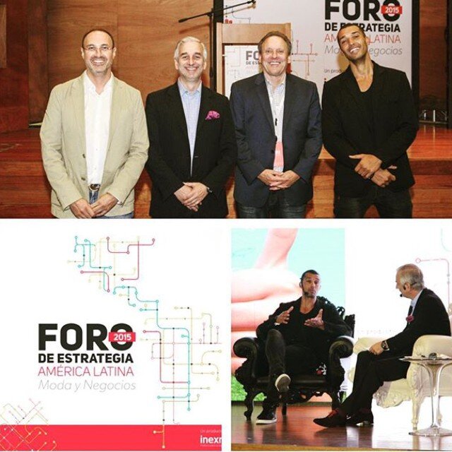 Proud to share the stage with these incredible men at the Strategy Forum for fashion industry leaders in Colombia. #happiness #fashion #directorofhappiness #alainlagger #inexmoda #conferencista #felicidad #dralexismovrammatis #steveburkhardt #eduardo