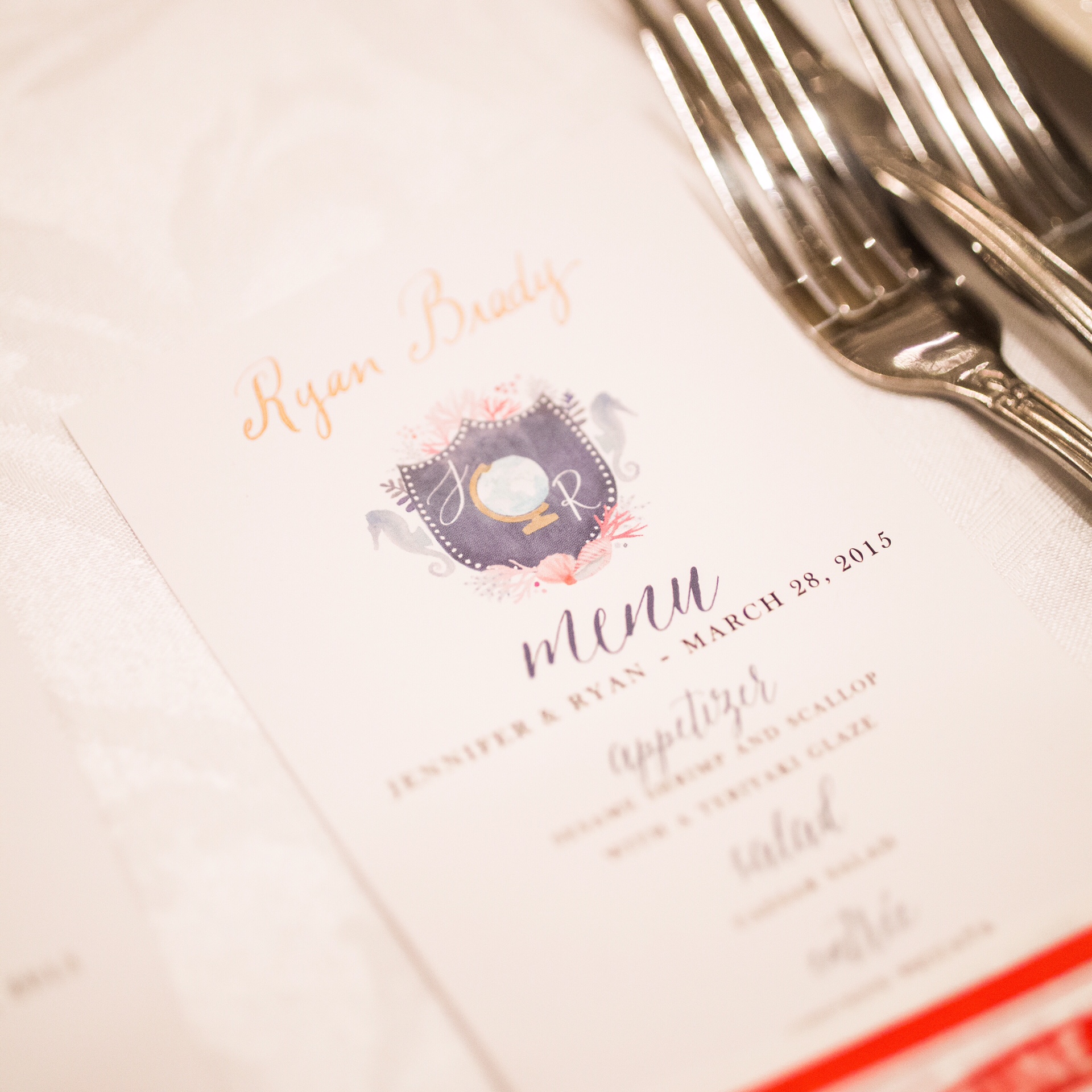  Menu with gold calligraphy :: Opaline Lettering 