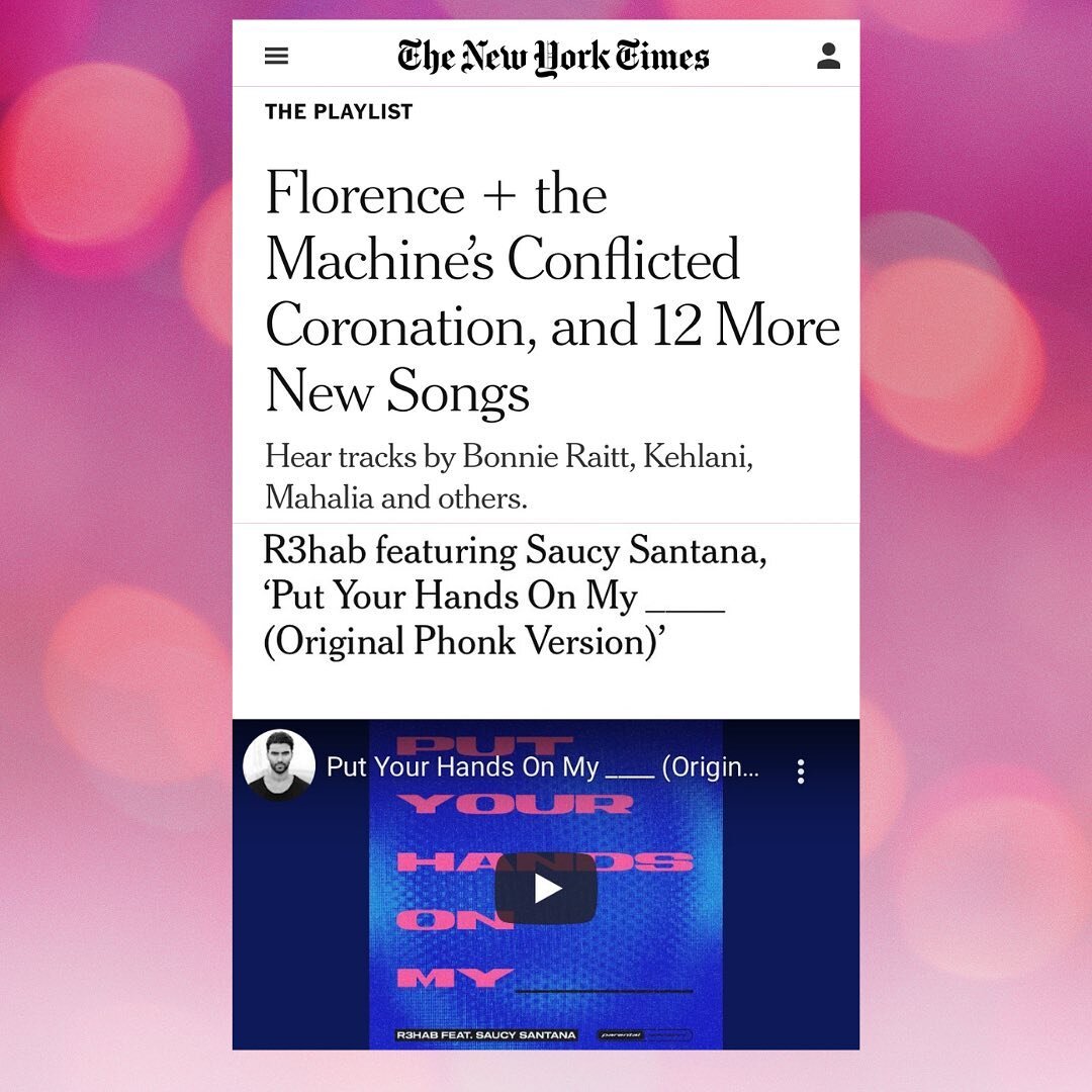 Thank you @nytimes &amp; @joncaramanica for featuring &ldquo;Put Your Hands On My&rdquo; by @the1saucysantana and @r3hab on your new song playlist this week🔥🔥🔥🔥 
@artistpg 

#newyorktimes #saucysantana #materialgirl #r3hab
