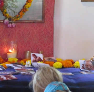 Annapurna's gratitude story My name is Annapurna. I am grateful for a space in which to say that feeling thankful right now is very difficult. I feel like I should make something up, write something different. This photo is me at my Guru's seat. He teaches to tell the truth. I am grateful for the opportunity to speak my truth. Thank you.