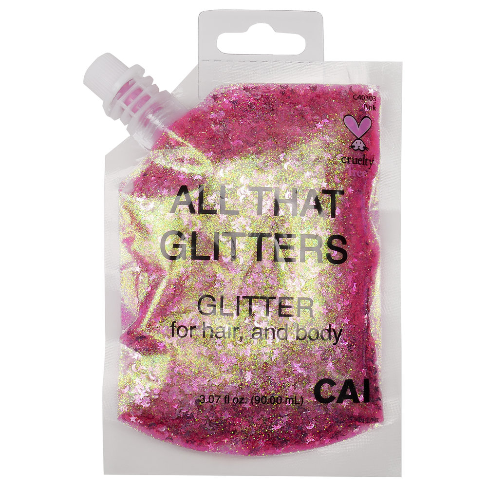 CAI Beauty NYC Platinum Glitter, Roll On Shimmer for Body, Face and Hair, Easy to Apply, Easy to Remove