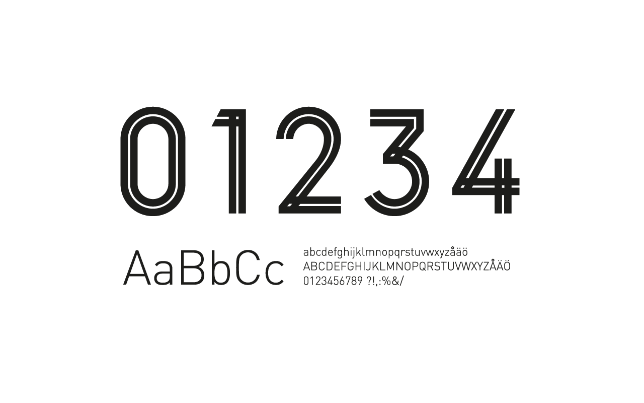 Custom typeface – Beijer figures, combined with DIN Pro