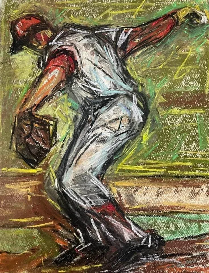 The Pitch (pastel on Arches paper) 