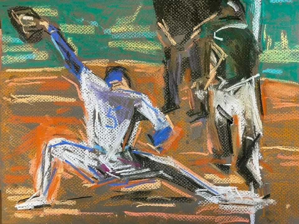 Freddie in the Stretch  (pastel on Arches paper) 