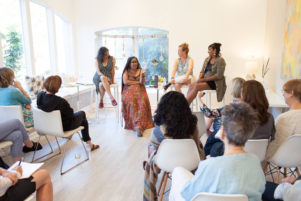 (Janine Kovac, Aya de Leon, Julia Park Tracy, Nayomi Munaweera.) Photo: Kim Thompson Steel
