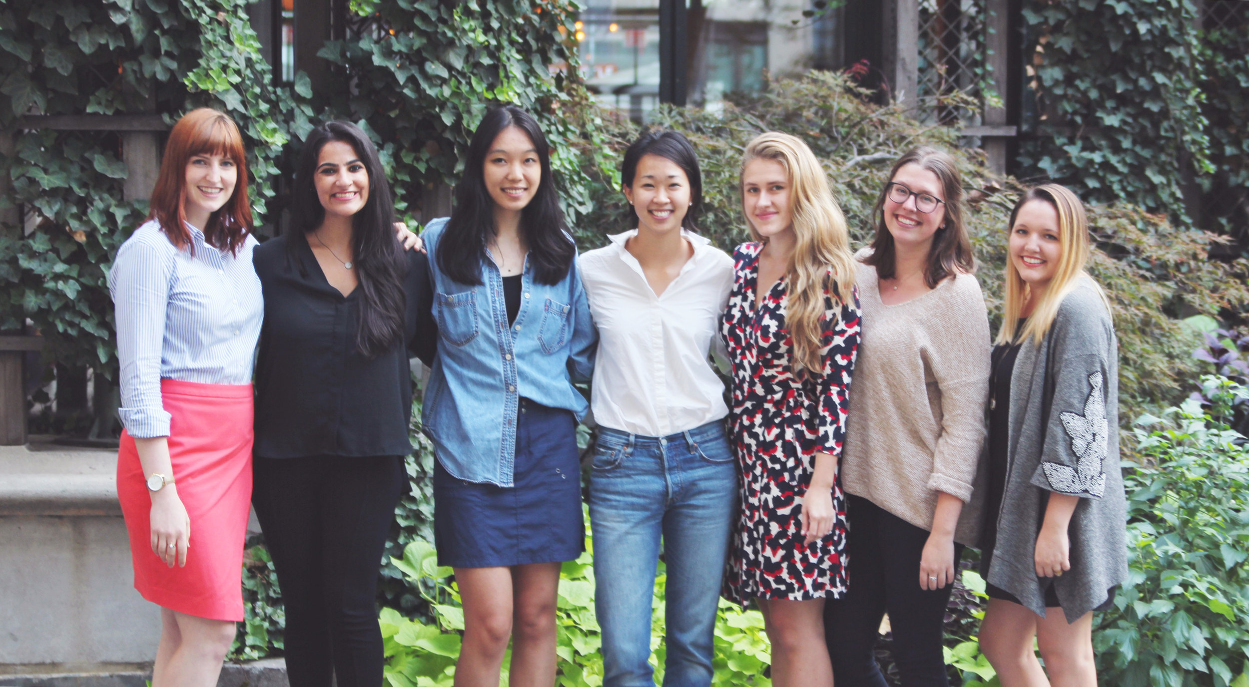 From left to right: Beth, Shivani, Kim, Amy, Agne, Alicia, Nicole (Not pictured: Kiran and Maya)