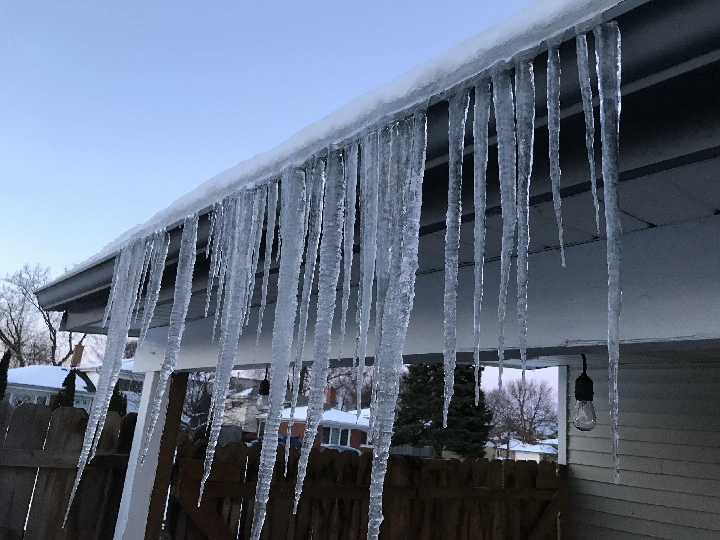 Photographed here is some Ice Damming that has formed on a home in Addison, IL