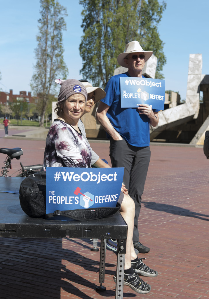 In downtown San Francisco, CA on April 1, 2017, a woman attends the People's Filibuster, holding up her sign. Put on by the People's Defense, a grassroots organization that encourages Americans to use their voices to take a stand against the corruption occurring in the Trump administration, the People's Filibuster protested the nomination of Neil Gorsuch to the US Supreme Court. 