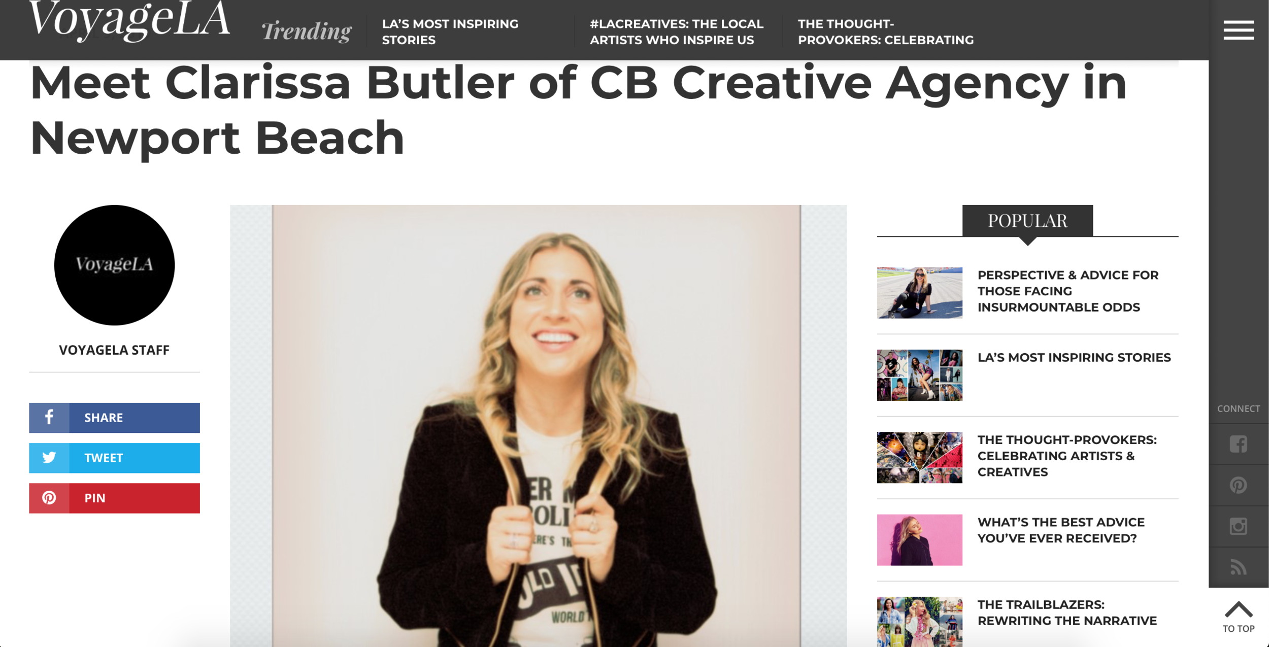 Our very own founder and creative director was featured for her talent for connecting people and her passion as an art curator, interior designer, and brand designer.