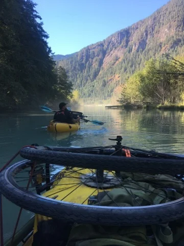 Paddling out of the put-in slough.
