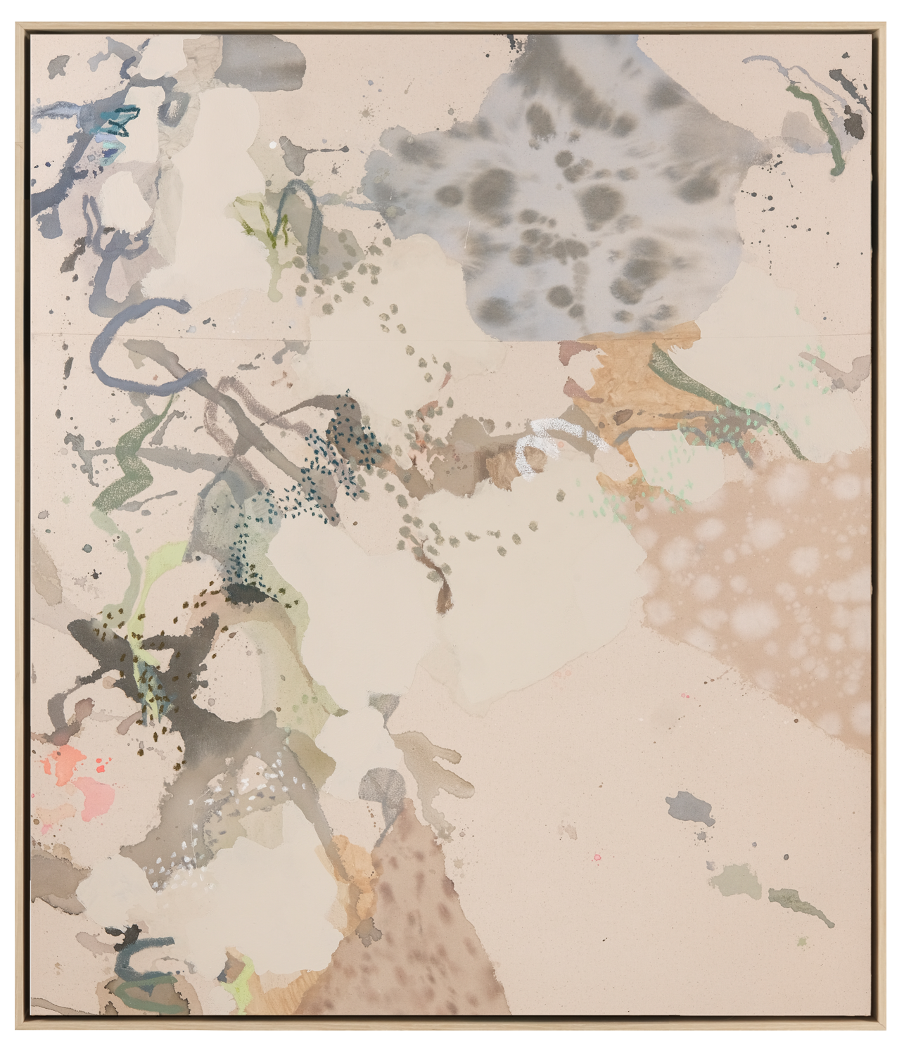 abstract painting with green, blue, brown