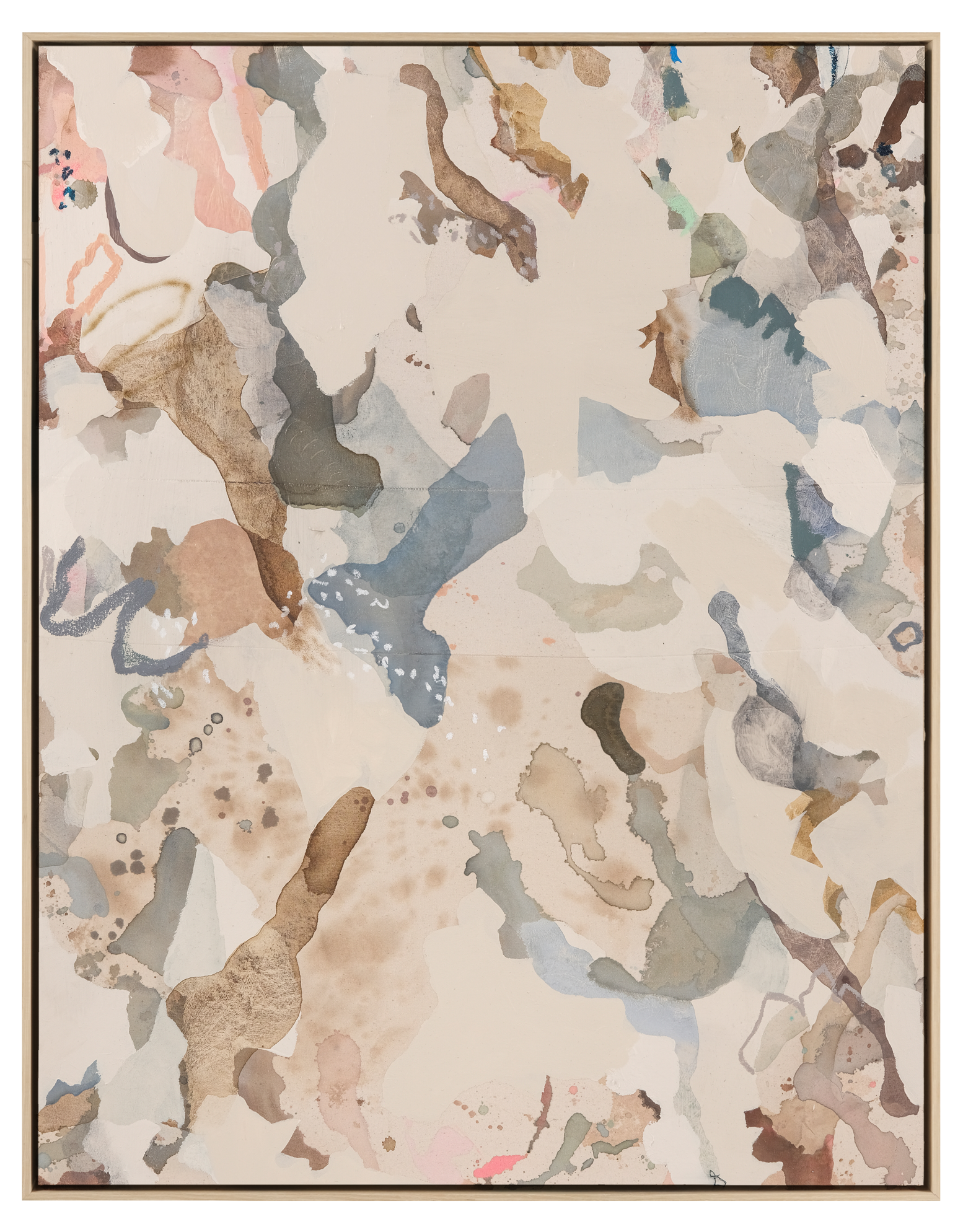 Untitled, 2025 Acrylic paint, Pigment, Pastels, Airbrush, on Sewn canvas, Framed 36” x 28” /  91cm x 71cm canvas  37.5” x 29.5” /  95cm x 75cm framed