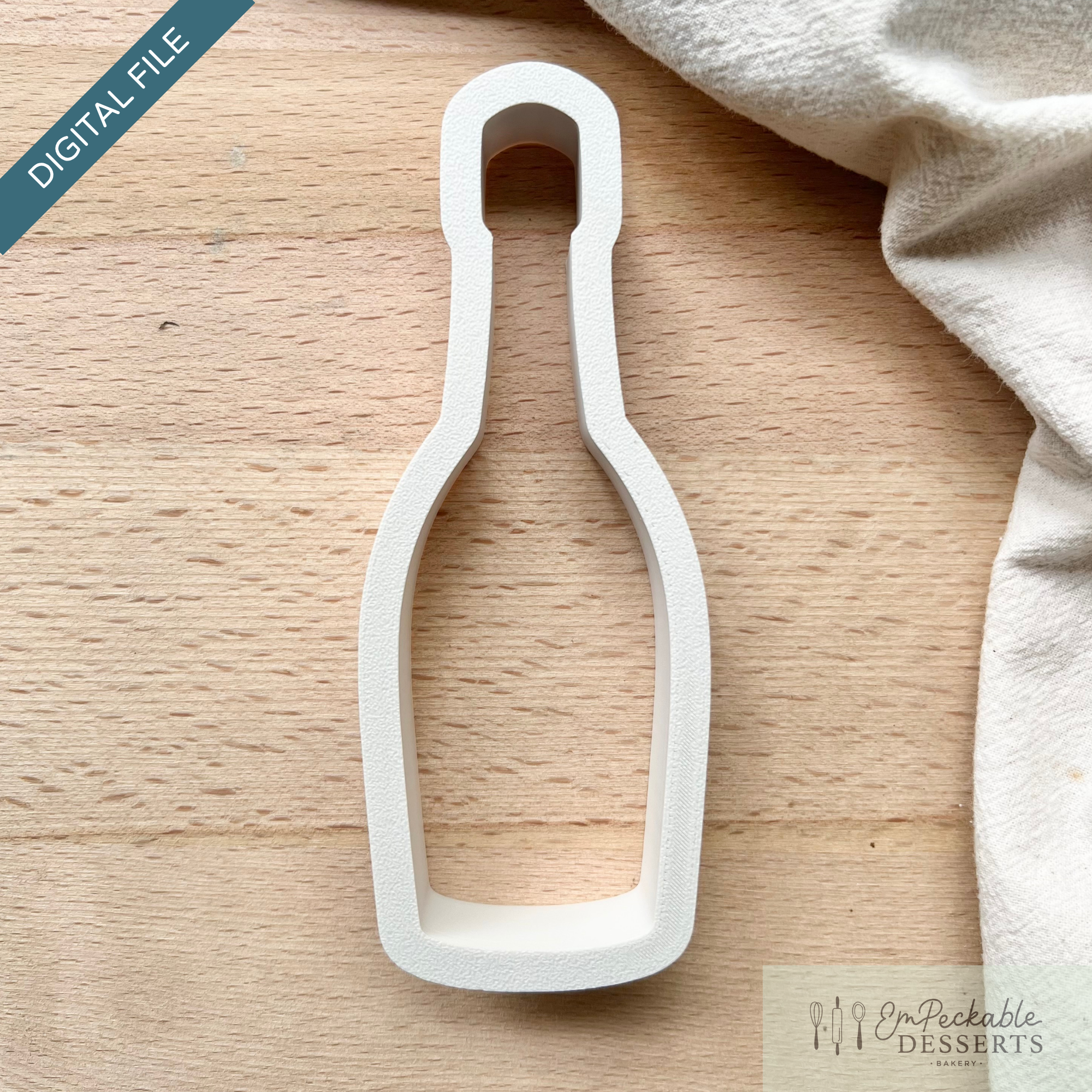 Champagne Bottle Cookie Cutter STL File