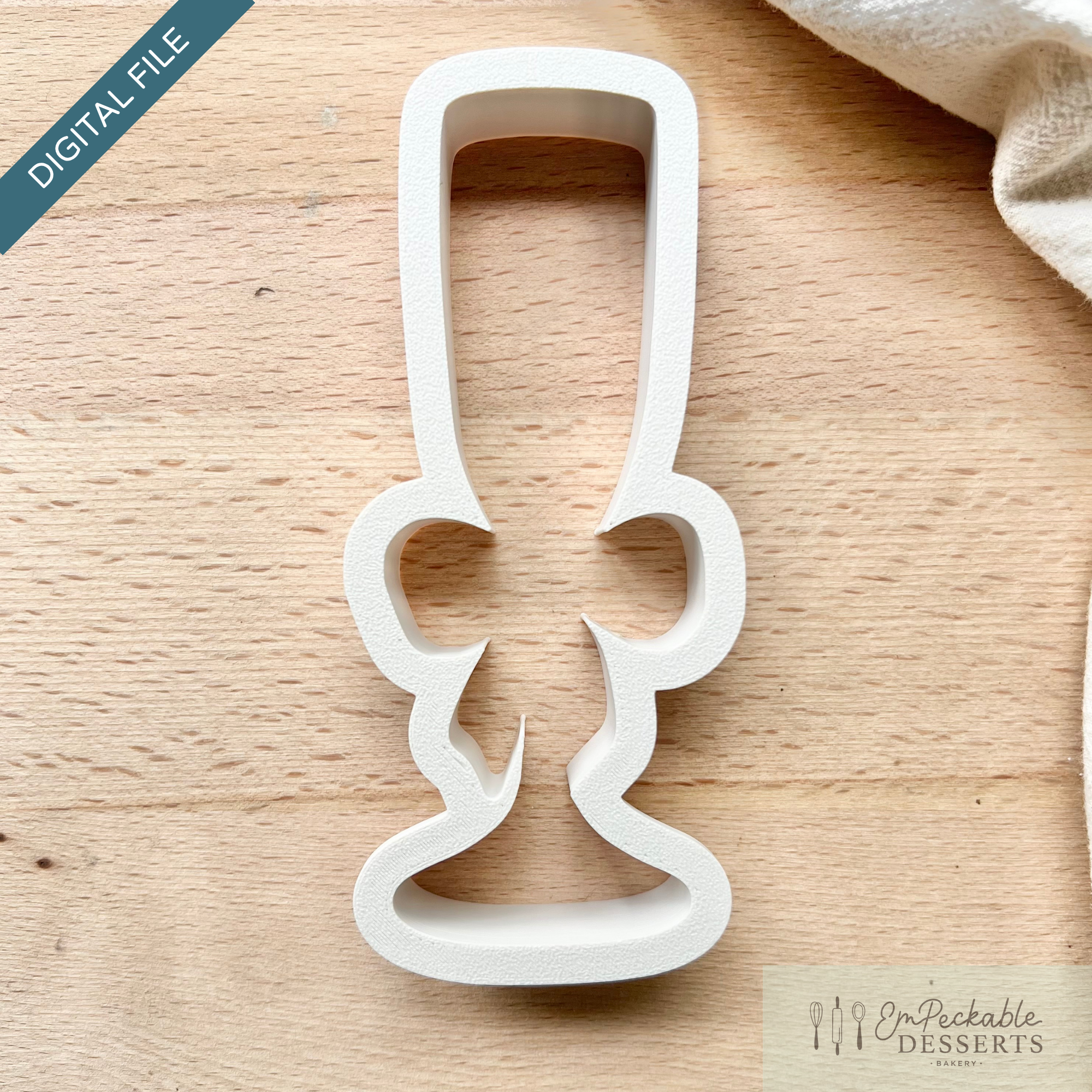 Bow Champagne Flute Cookie Cutter STL File