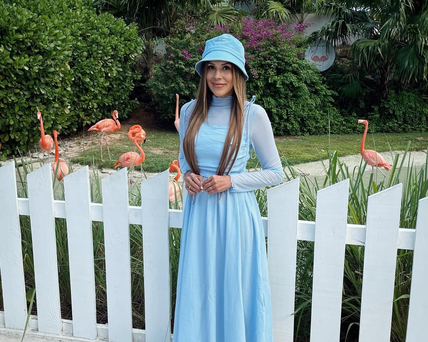 Wrapped in soft baby blue with the sweetest flamingo backdrop. 🌸🦩✨

Shop the look:
Dress: sz2310303210633973
Top: sw2209144226952006

Catch the Black Friday magic&mdash;save up to 90% OFF with code 24BSgina! #SHEINforAll #SaveInStyle #LoveSHEIN #SH
