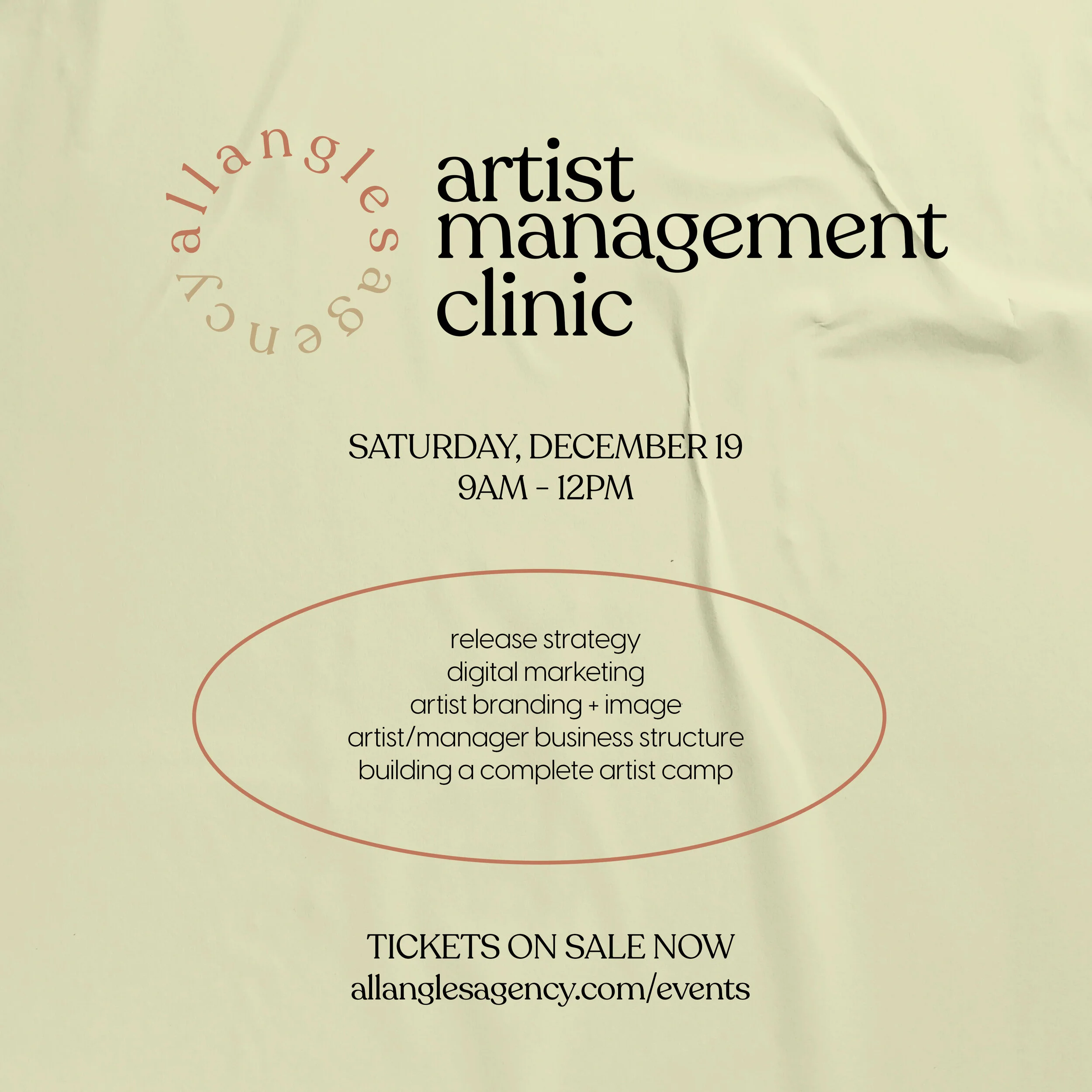 [SOLD OUT] All Angles Agency: Artist Management Clinic