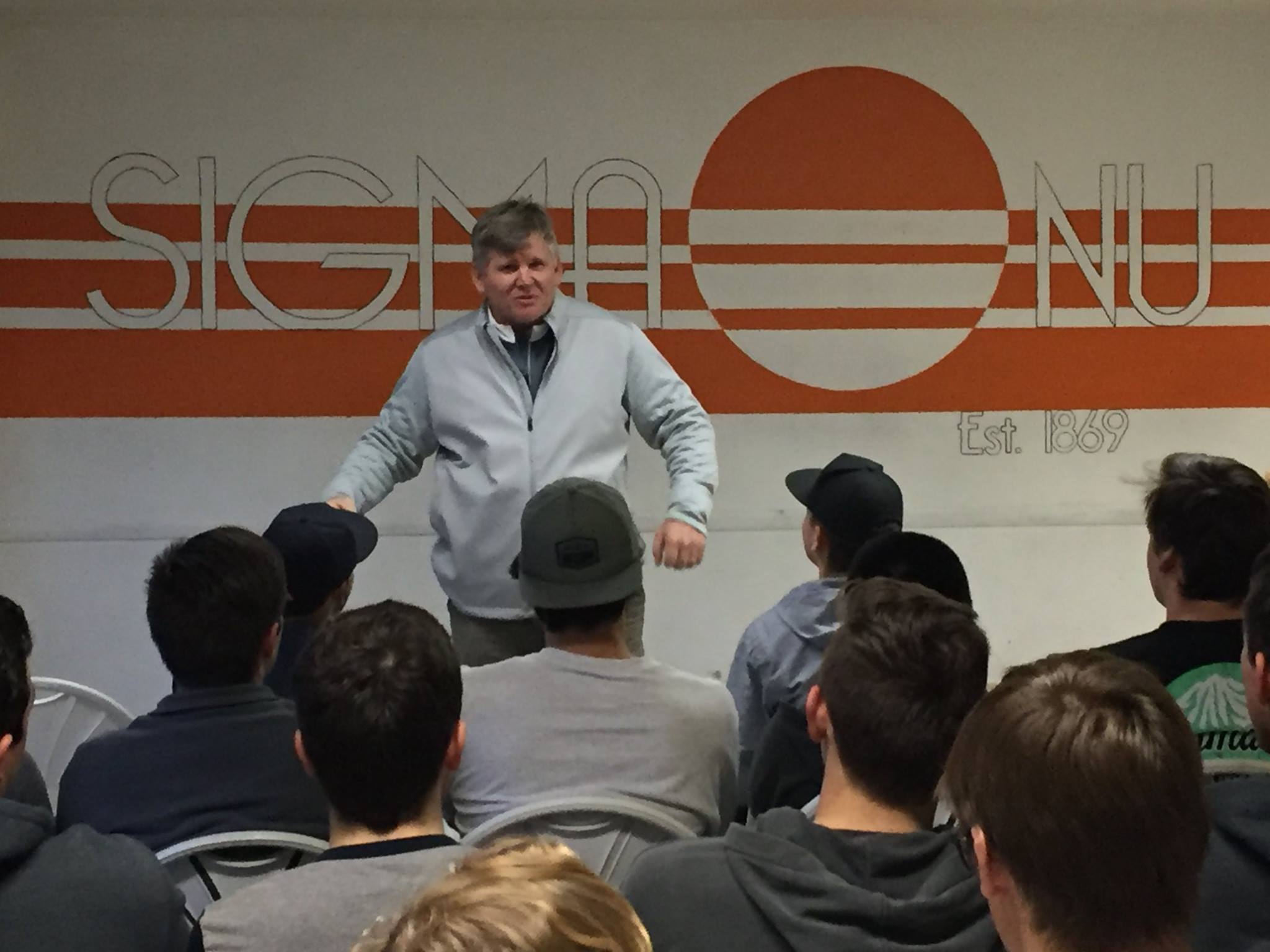 The Sigma Nu Fraternity would like to give a large thank you to UC Davis Football head coach, Dan Hawkins, for speaking to us about ethics today! He's an Aggie Alumnus with a lot to offer not just to the football program but to the entire school as well! His talk with us was stimulating, motivational, and enlightening. Thanks again Coach for your time and words of wisdom.